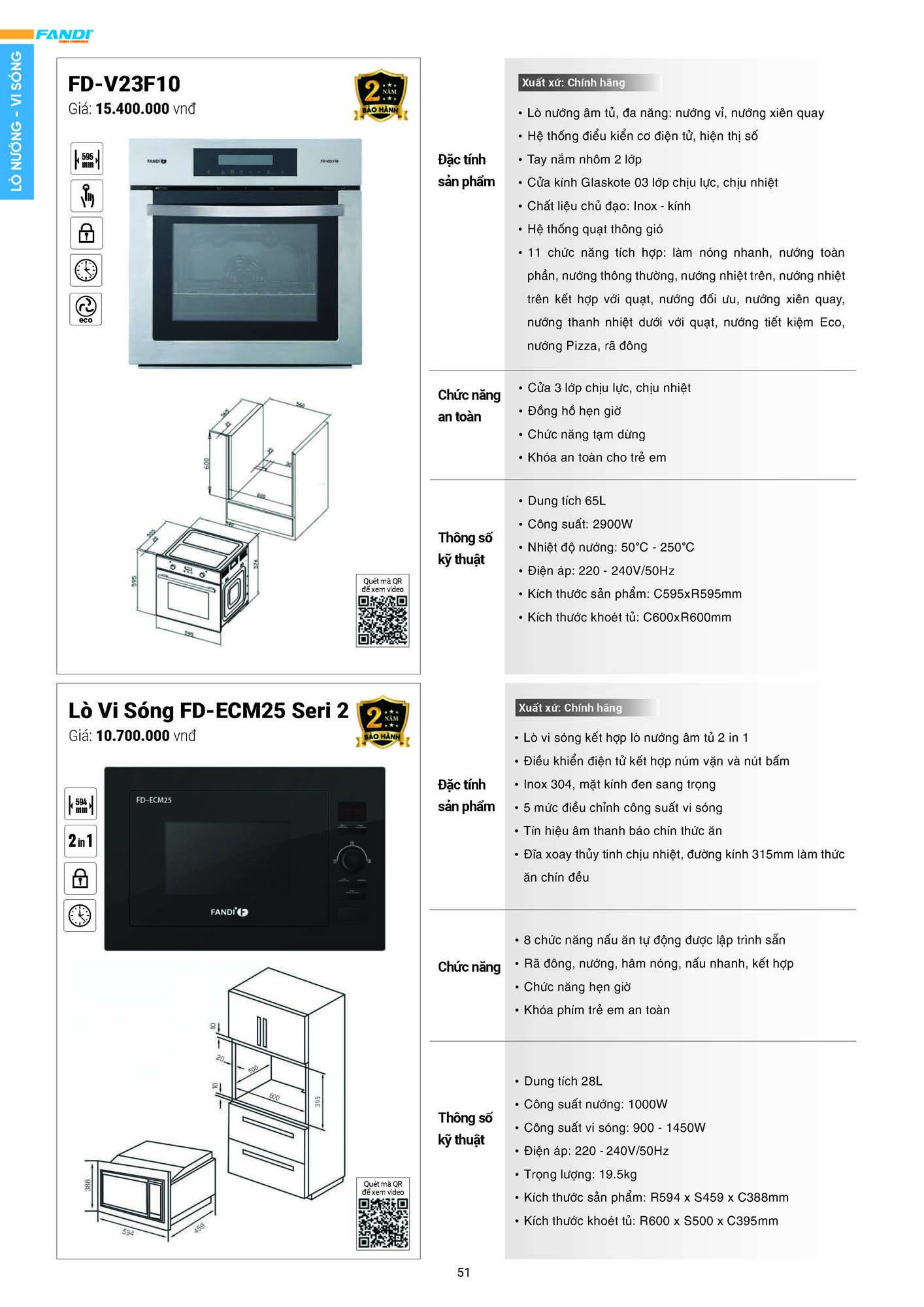 Catalogue FANDI 2026 – Bảng giá thiết bị nhà bếp 53 CATALOGUE FANDI 2026 Page 52