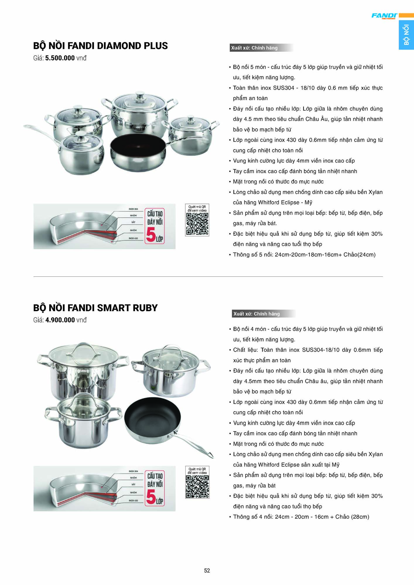 Catalogue FANDI 2026 – Bảng giá thiết bị nhà bếp 54 CATALOGUE FANDI 2026 Page 53
