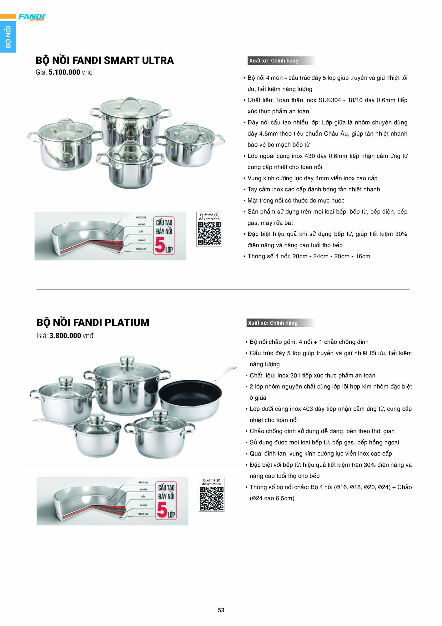 Catalogue FANDI 2026 – Bảng giá thiết bị nhà bếp 55 CATALOGUE FANDI 2026 Page 54