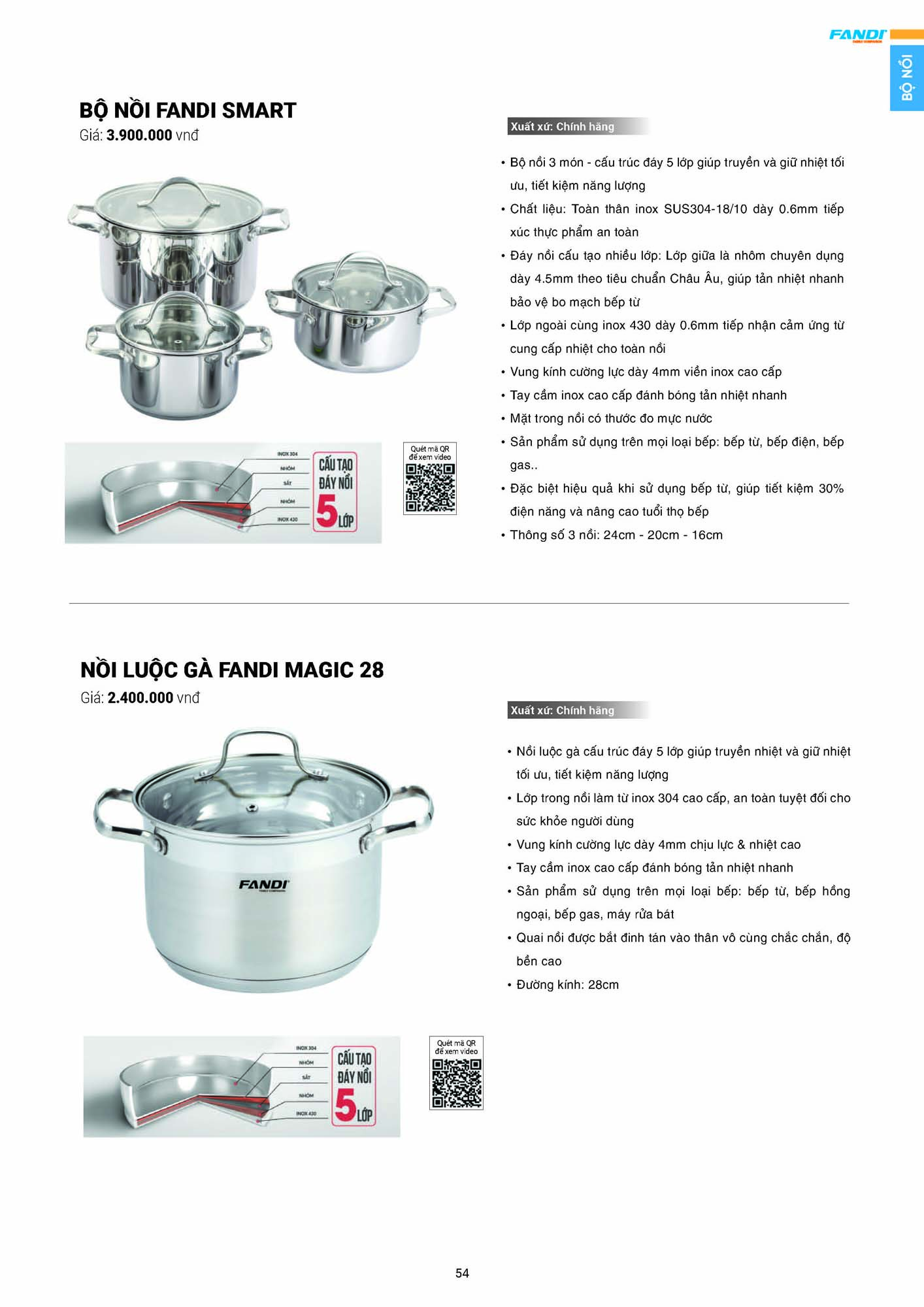 Catalogue FANDI 2026 – Bảng giá thiết bị nhà bếp 56 CATALOGUE FANDI 2026 Page 55