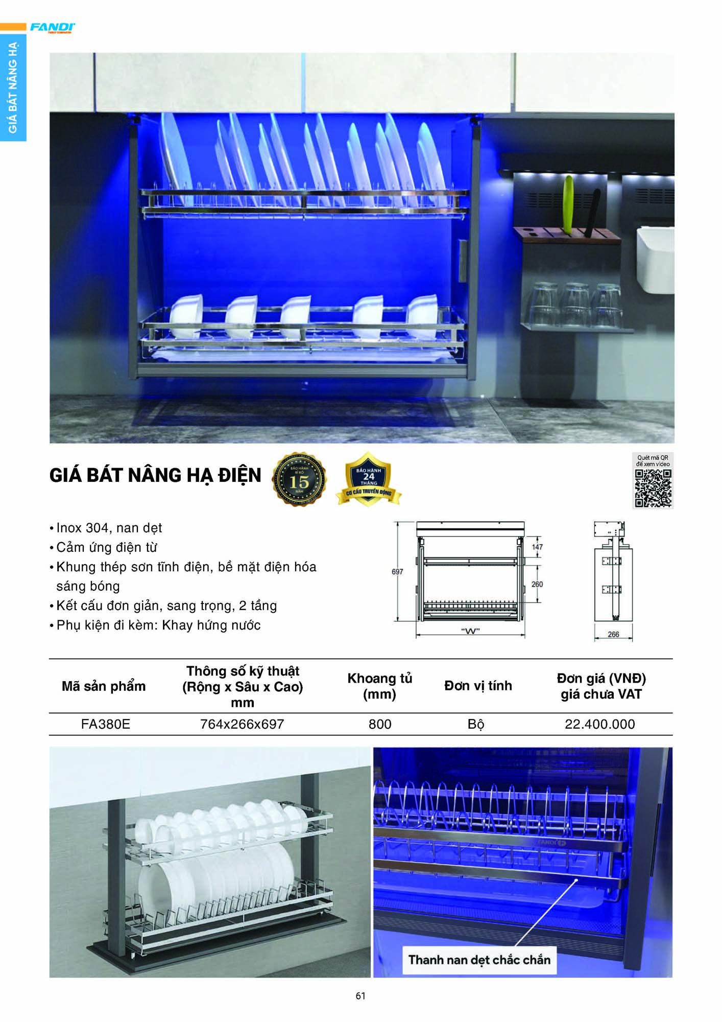 Catalogue FANDI 2026 – Bảng giá thiết bị nhà bếp 63 CATALOGUE FANDI 2026 Page 62