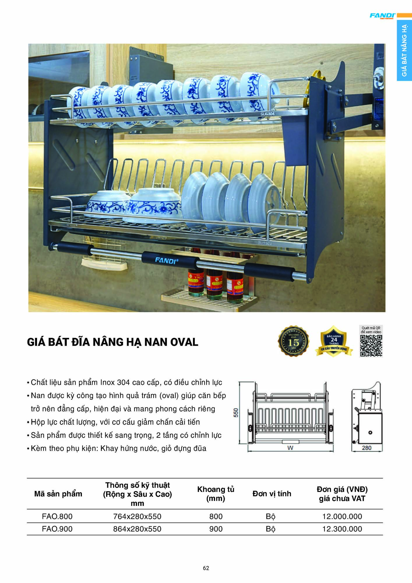 Catalogue FANDI 2026 – Bảng giá thiết bị nhà bếp 64 CATALOGUE FANDI 2026 Page 63