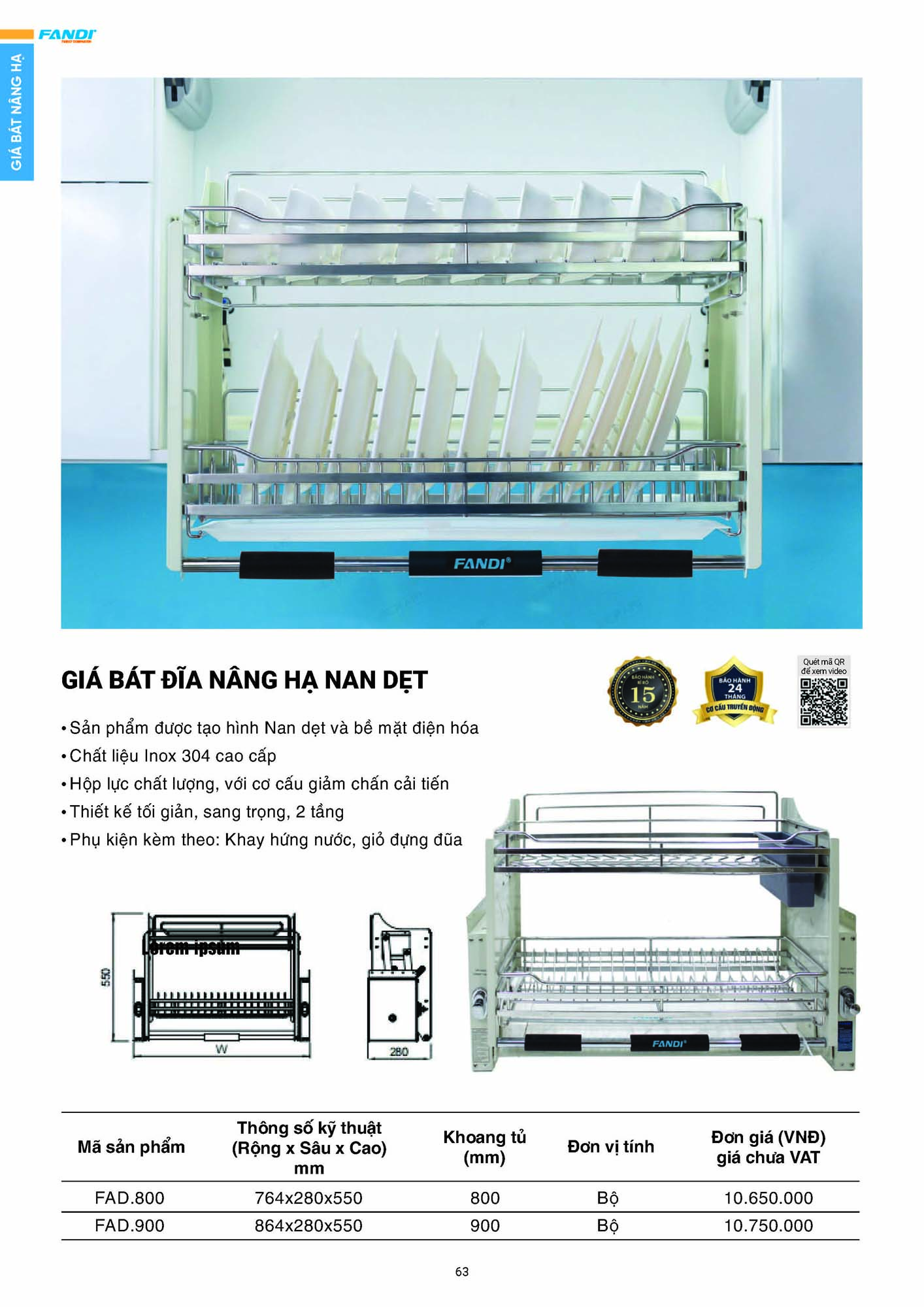 Catalogue FANDI 2026 – Bảng giá thiết bị nhà bếp 65 CATALOGUE FANDI 2026 Page 64