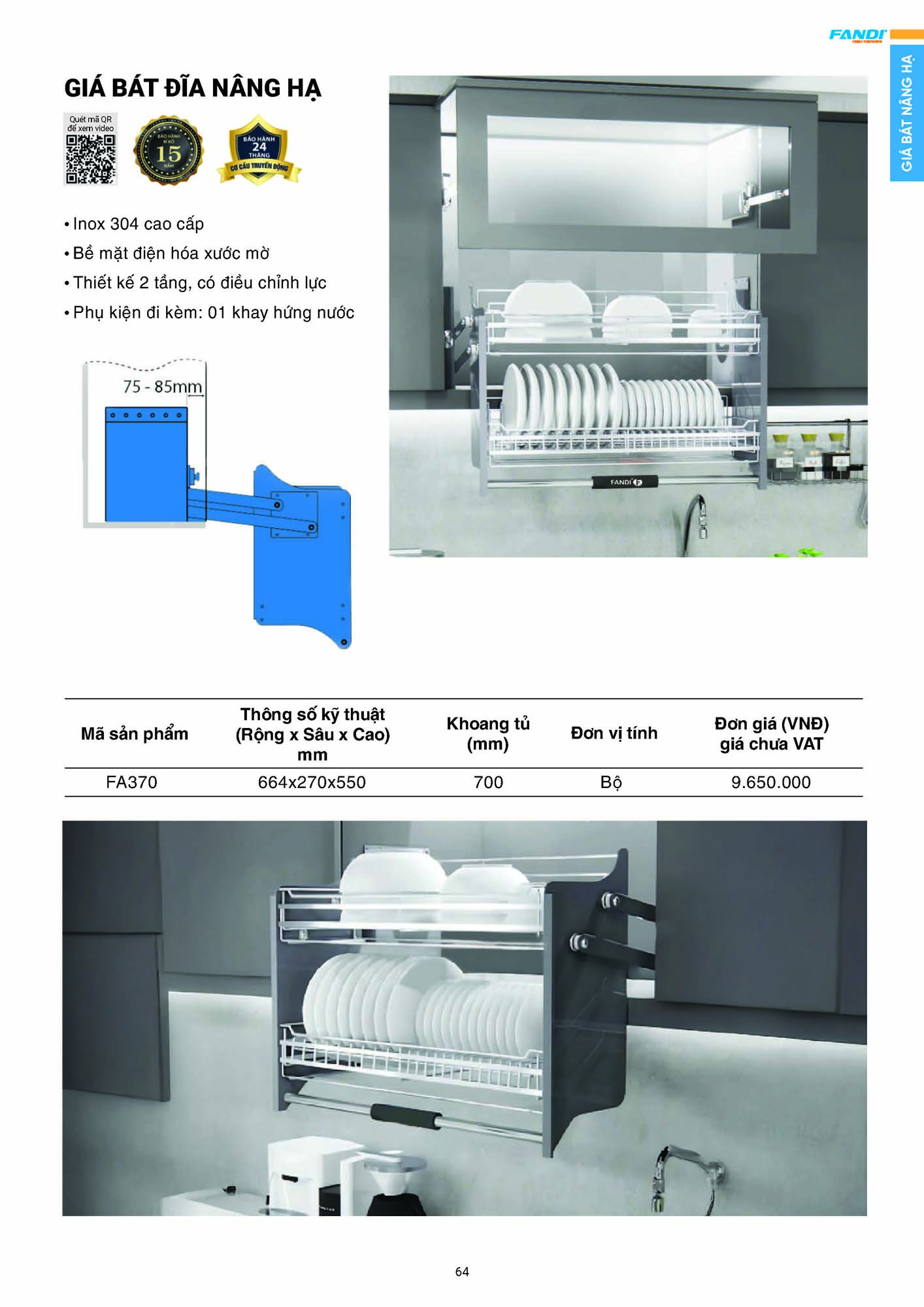 Catalogue FANDI 2026 – Bảng giá thiết bị nhà bếp 66 CATALOGUE FANDI 2026 Page 65