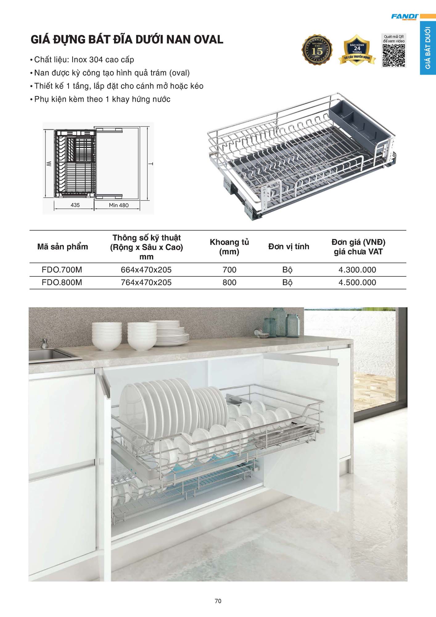 Catalogue FANDI 2026 – Bảng giá thiết bị nhà bếp 72 CATALOGUE FANDI 2026 Page 71