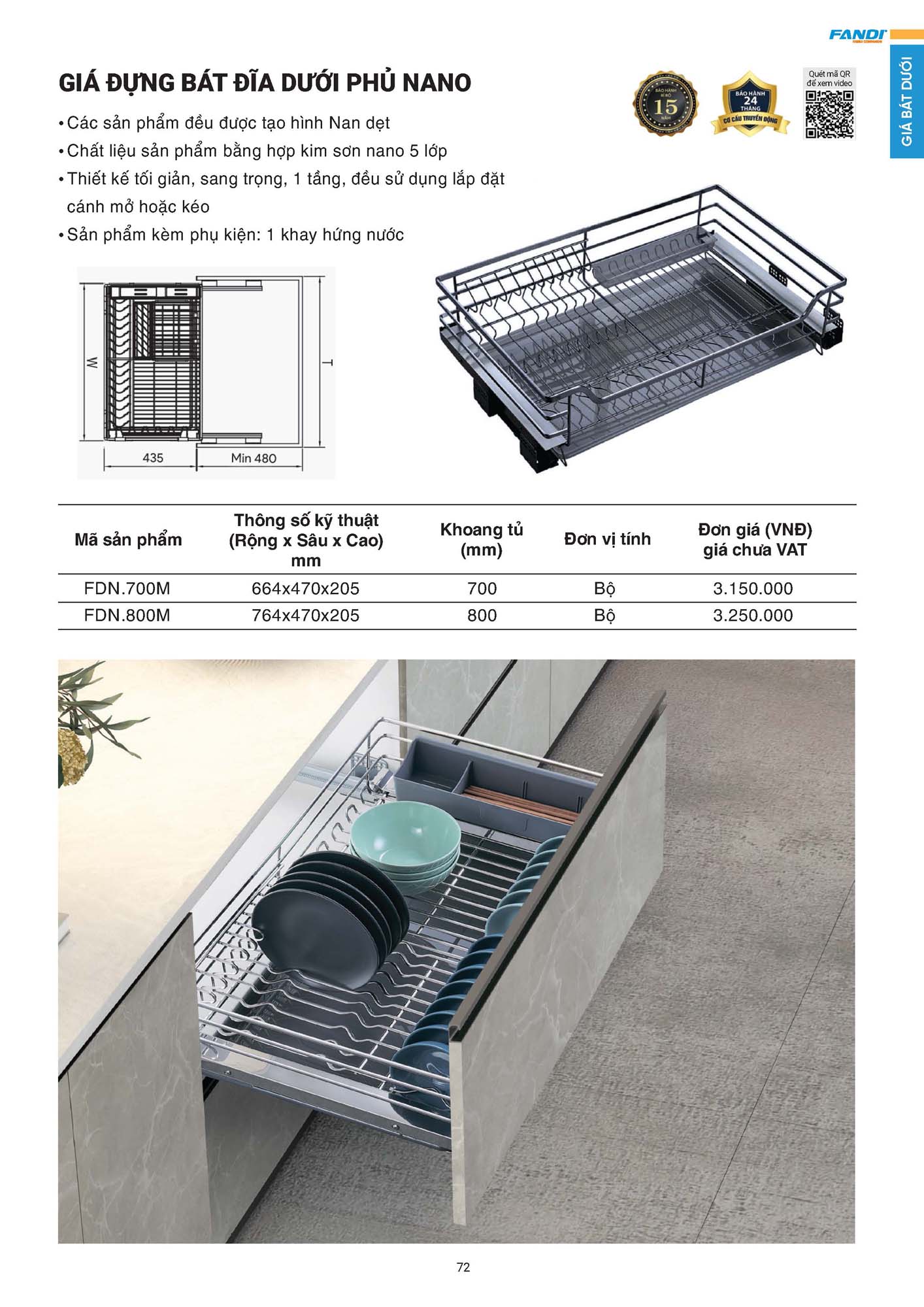 Catalogue FANDI 2026 – Bảng giá thiết bị nhà bếp 74 CATALOGUE FANDI 2026 Page 73