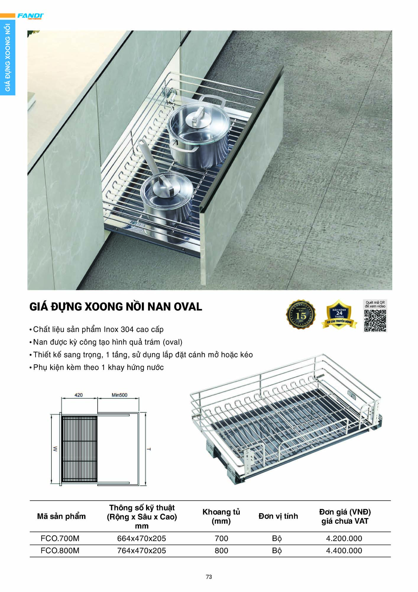 Catalogue FANDI 2026 – Bảng giá thiết bị nhà bếp 75 CATALOGUE FANDI 2026 Page 74