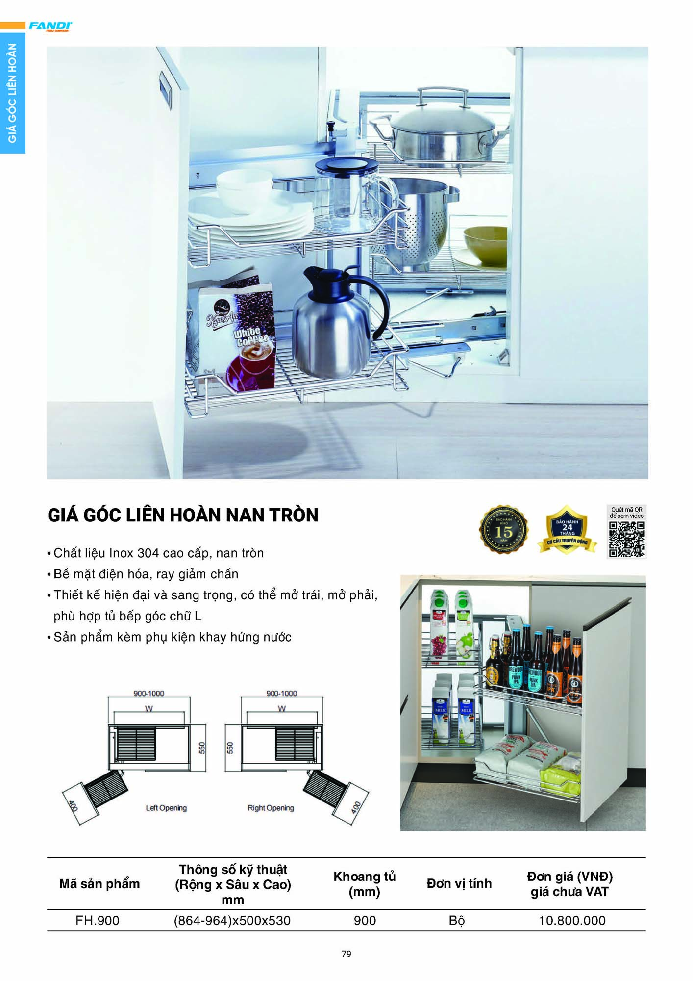 Catalogue FANDI 2026 – Bảng giá thiết bị nhà bếp 81 CATALOGUE FANDI 2026 Page 80