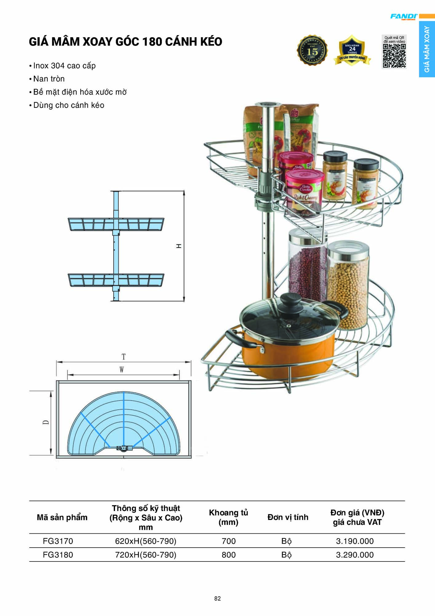 Catalogue FANDI 2026 – Bảng giá thiết bị nhà bếp 84 CATALOGUE FANDI 2026 Page 83