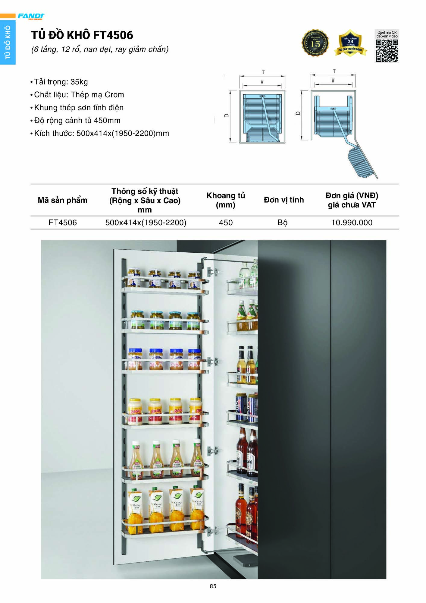 Catalogue FANDI 2026 – Bảng giá thiết bị nhà bếp 87 CATALOGUE FANDI 2026 Page 86