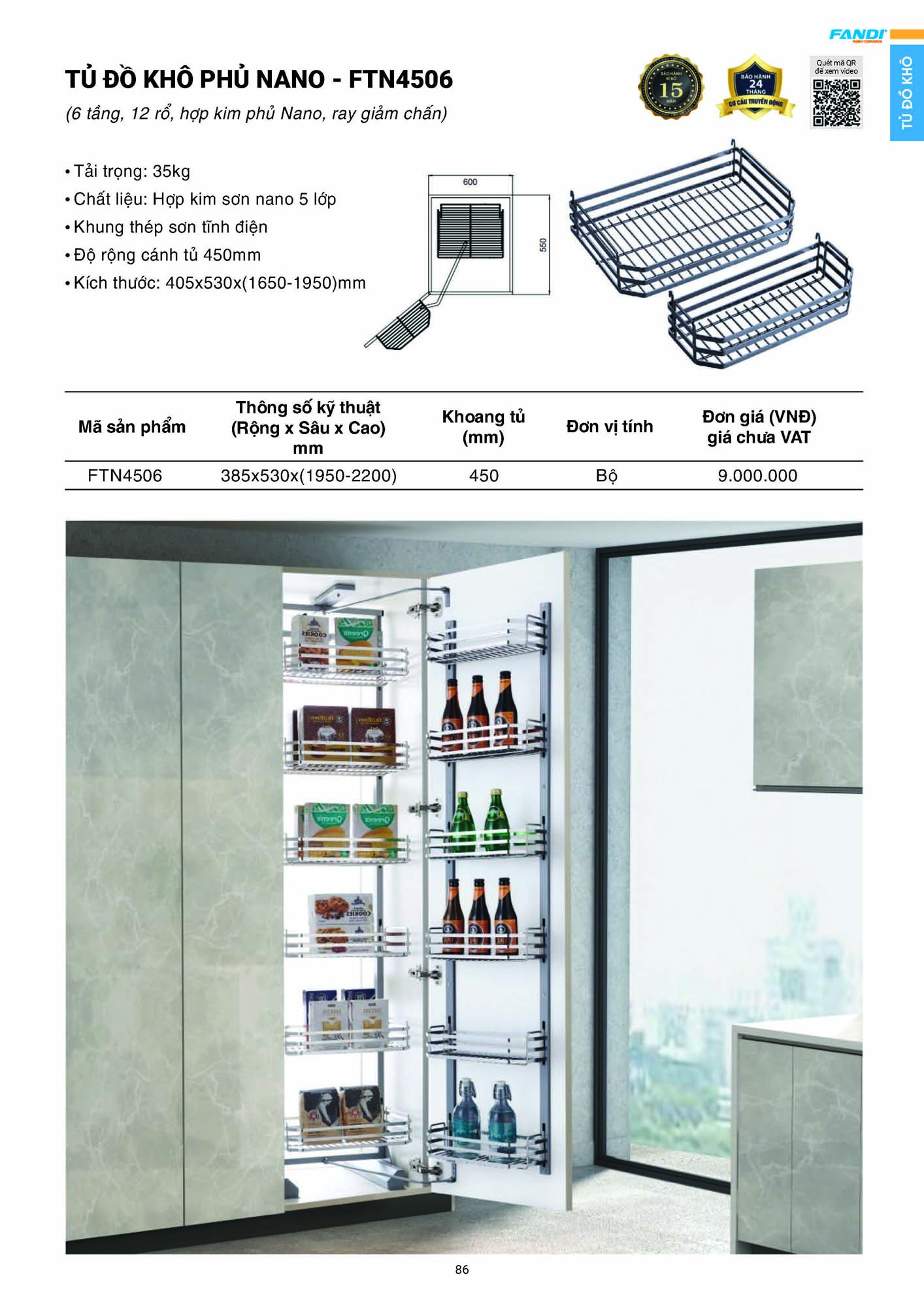 Catalogue FANDI 2026 – Bảng giá thiết bị nhà bếp 88 CATALOGUE FANDI 2026 Page 87