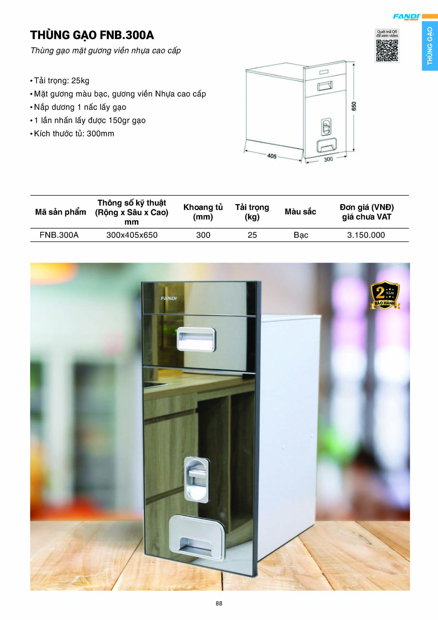 Catalogue FANDI 2026 – Bảng giá thiết bị nhà bếp 90 CATALOGUE FANDI 2026 Page 89