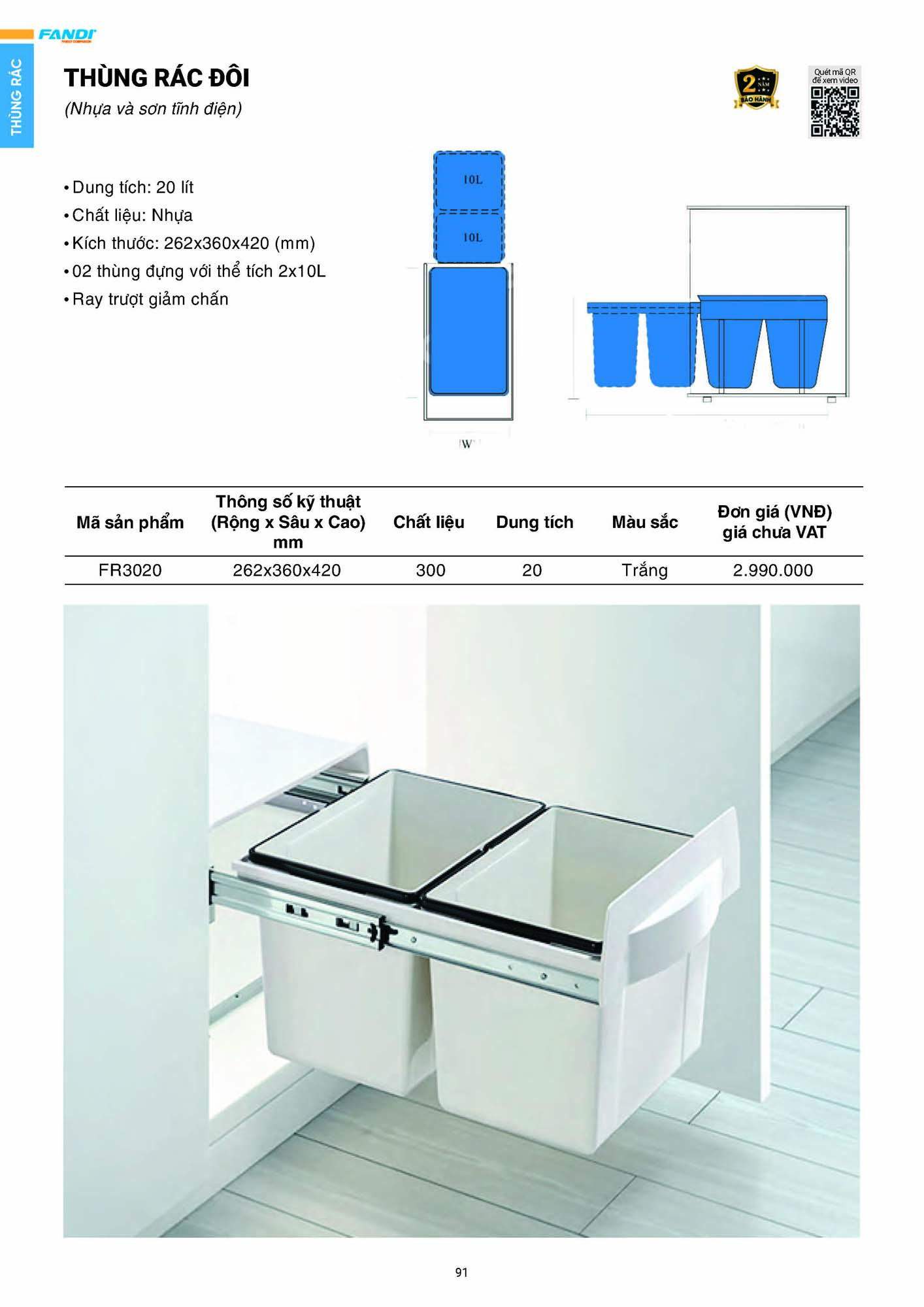 Catalogue FANDI 2026 – Bảng giá thiết bị nhà bếp 93 CATALOGUE FANDI 2026 Page 92