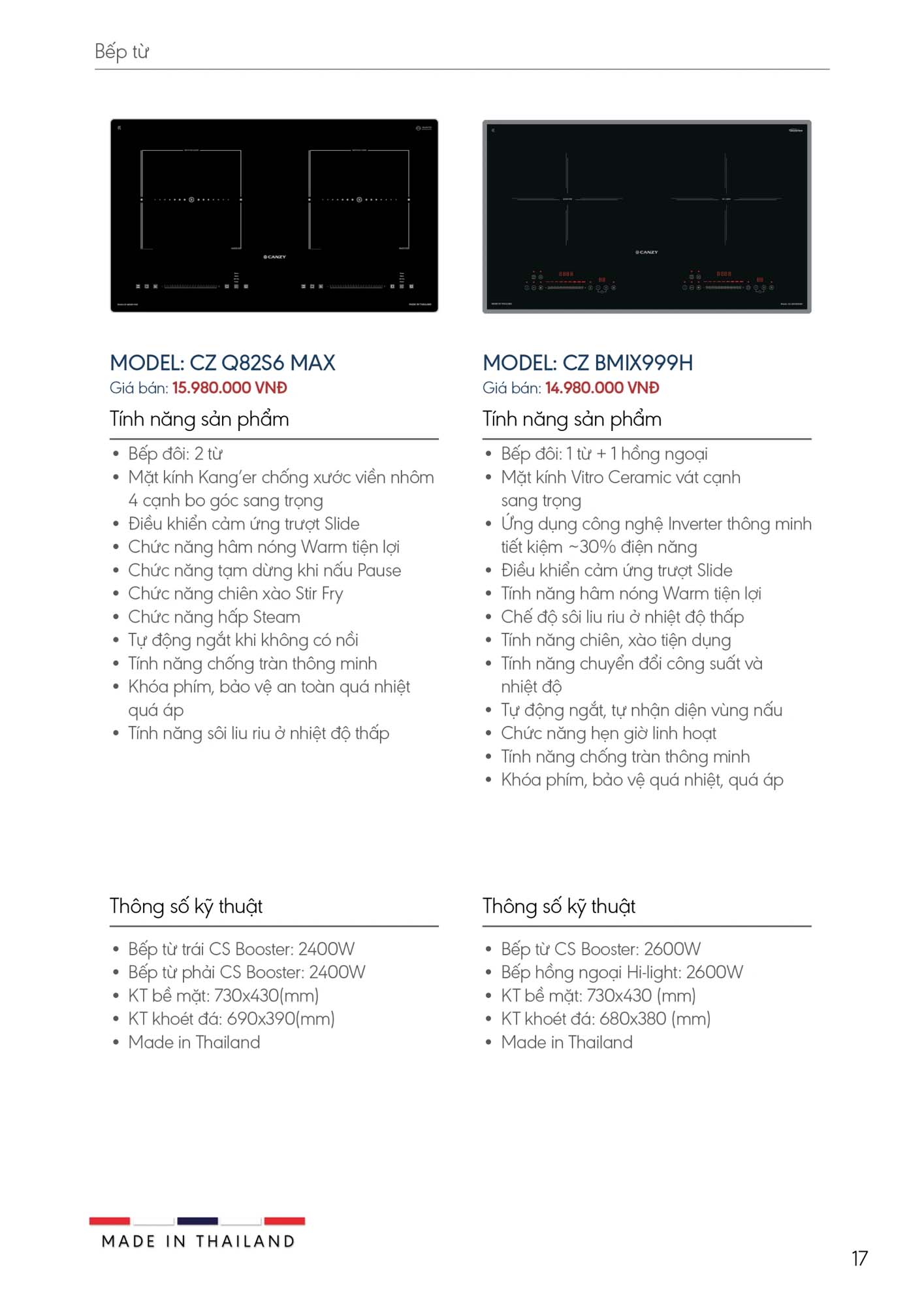 Catalogue CANZY 2026 - Bảng giá thiết bị nhà bếp 17 Catalogue CANZY 2026 16