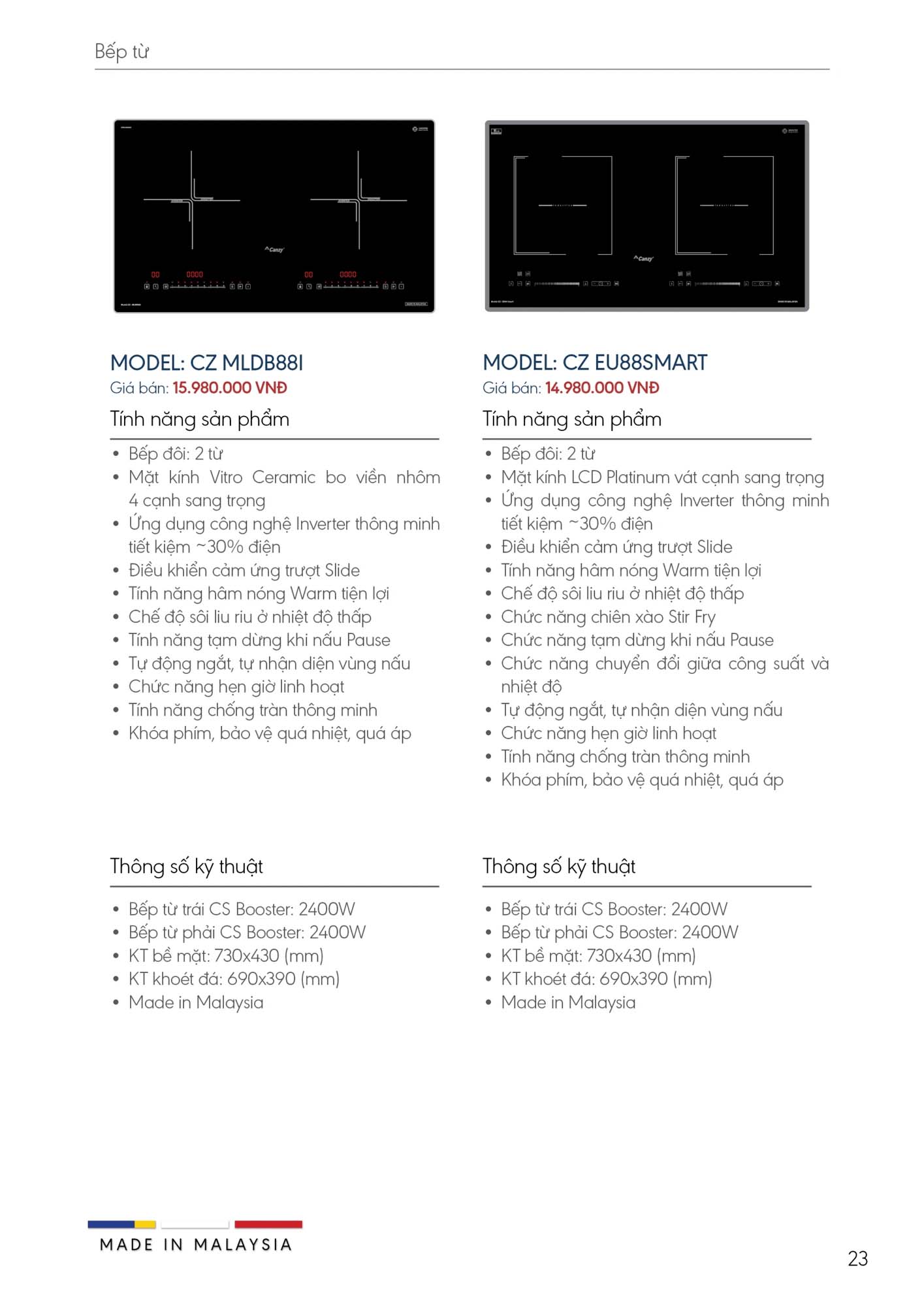 Catalogue CANZY 2026 - Bảng giá thiết bị nhà bếp 23 Catalogue CANZY 2026 22