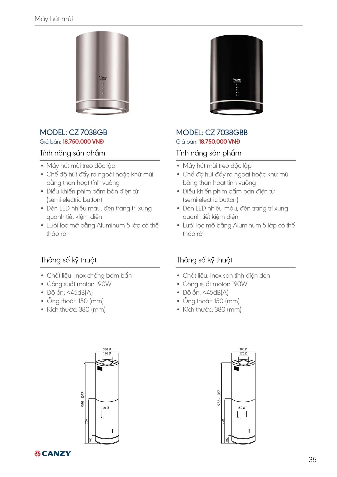 Catalogue CANZY 2026 - Bảng giá thiết bị nhà bếp 35 Catalogue CANZY 2026 34
