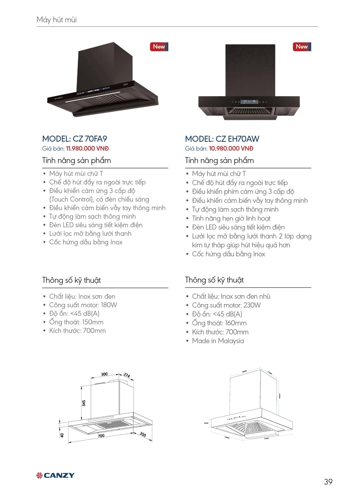 Catalogue CANZY 2026 - Bảng giá thiết bị nhà bếp 39 Catalogue CANZY 2026 38