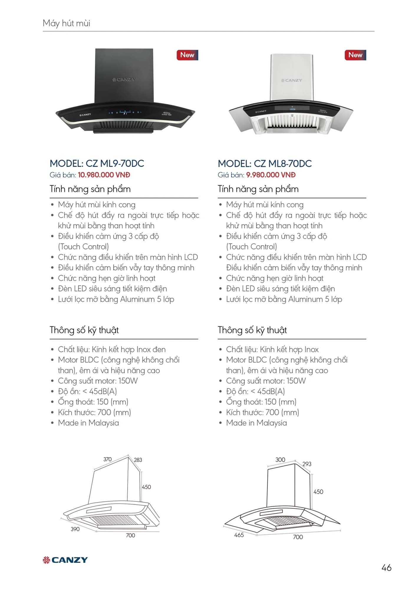 Catalogue CANZY 2026 - Bảng giá thiết bị nhà bếp 46 Catalogue CANZY 2026 45
