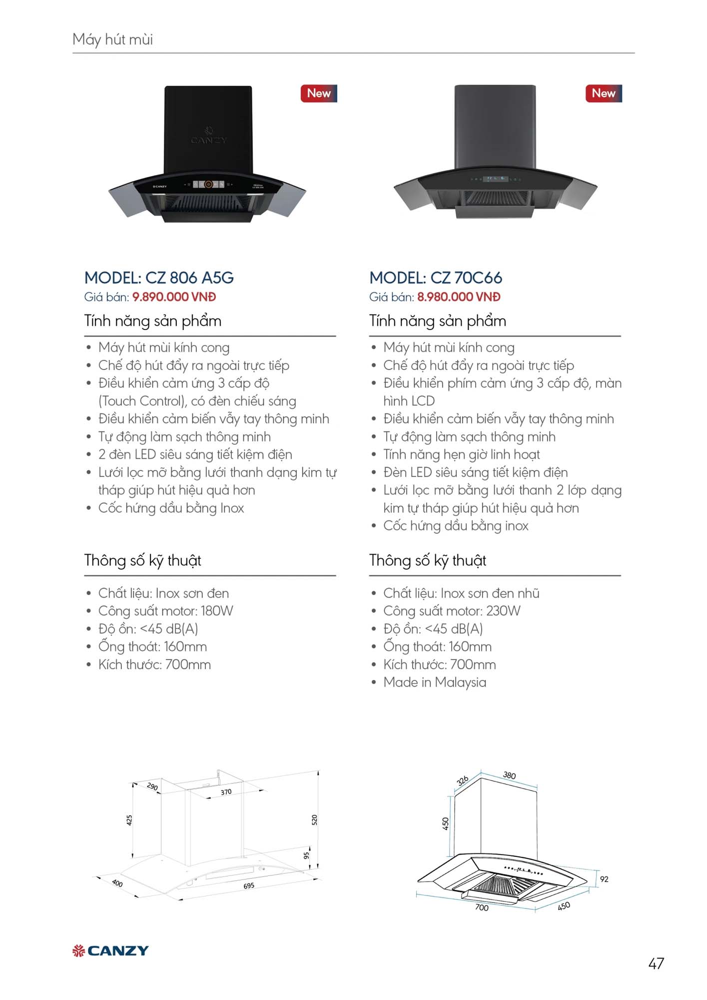 Catalogue CANZY 2026 - Bảng giá thiết bị nhà bếp 47 Catalogue CANZY 2026 46