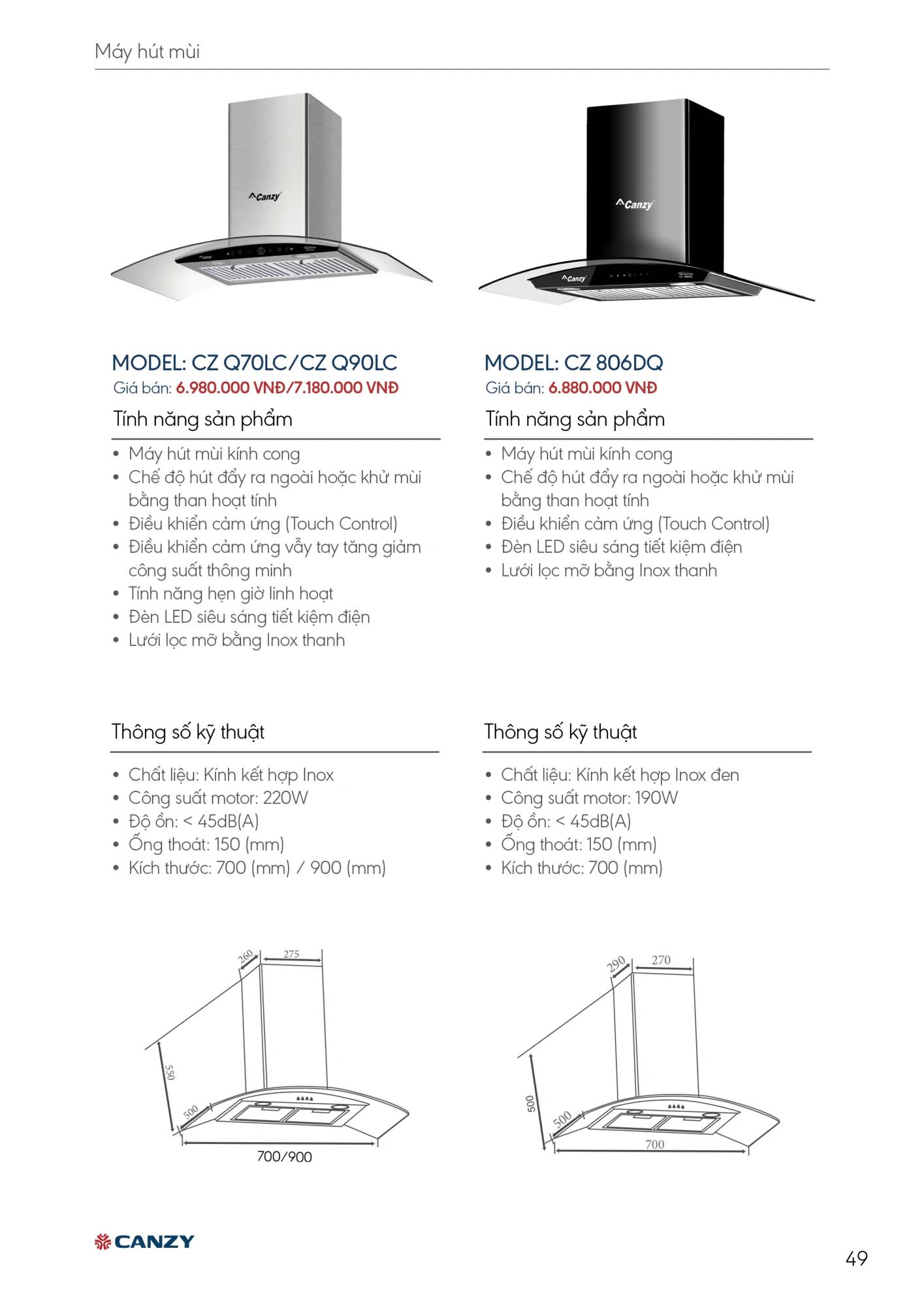 Catalogue CANZY 2026 - Bảng giá thiết bị nhà bếp 49 Catalogue CANZY 2026 48