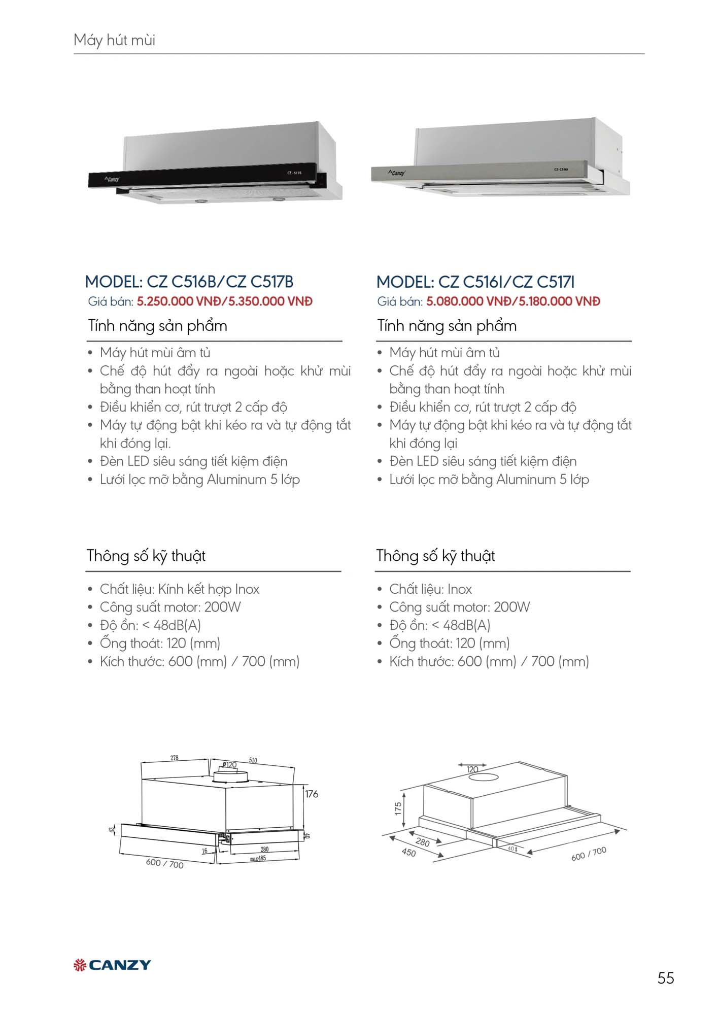 Catalogue CANZY 2026 - Bảng giá thiết bị nhà bếp 55 Catalogue CANZY 2026 54