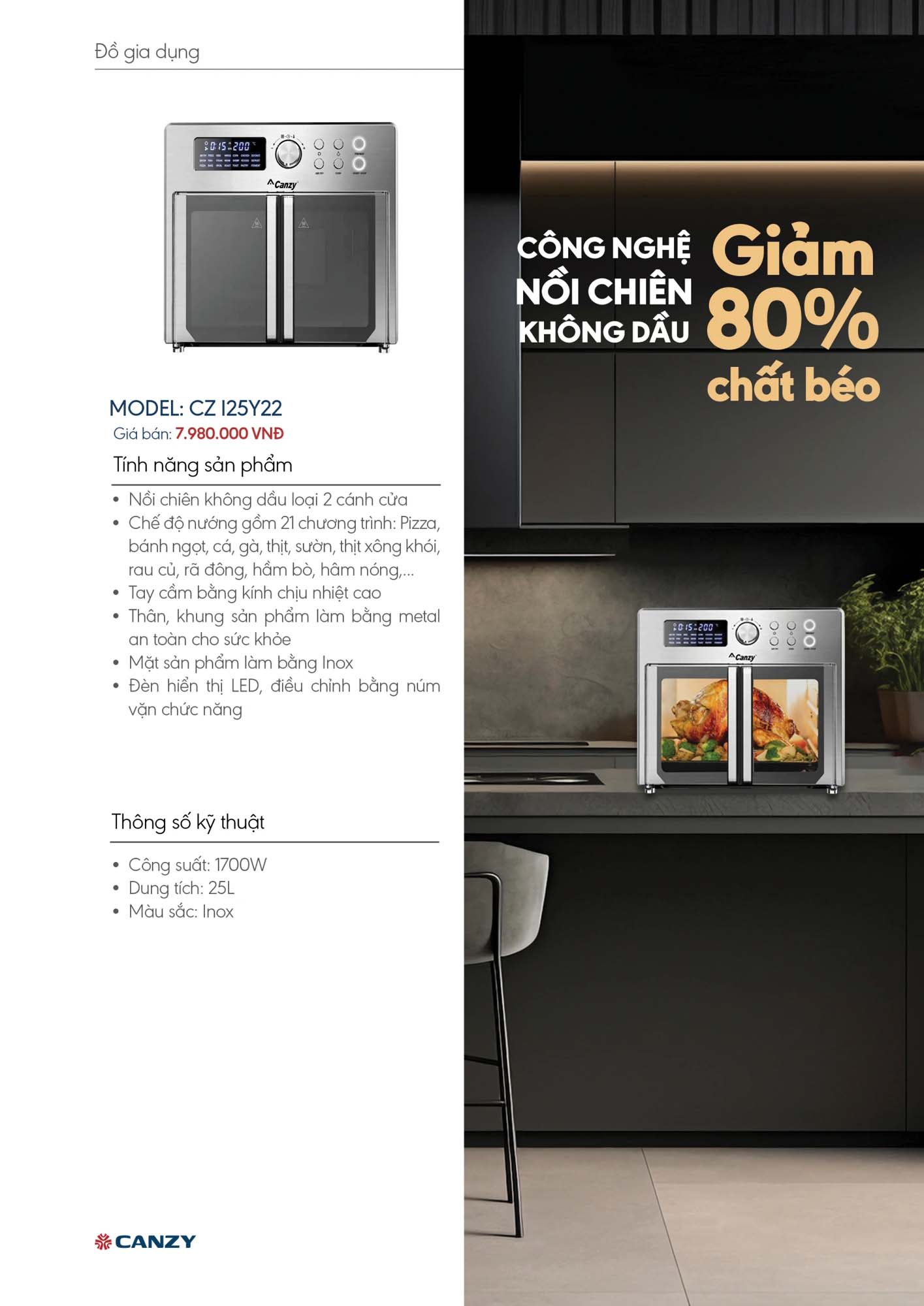 Catalogue CANZY 2026 - Bảng giá thiết bị nhà bếp 64 Catalogue CANZY 2026 63