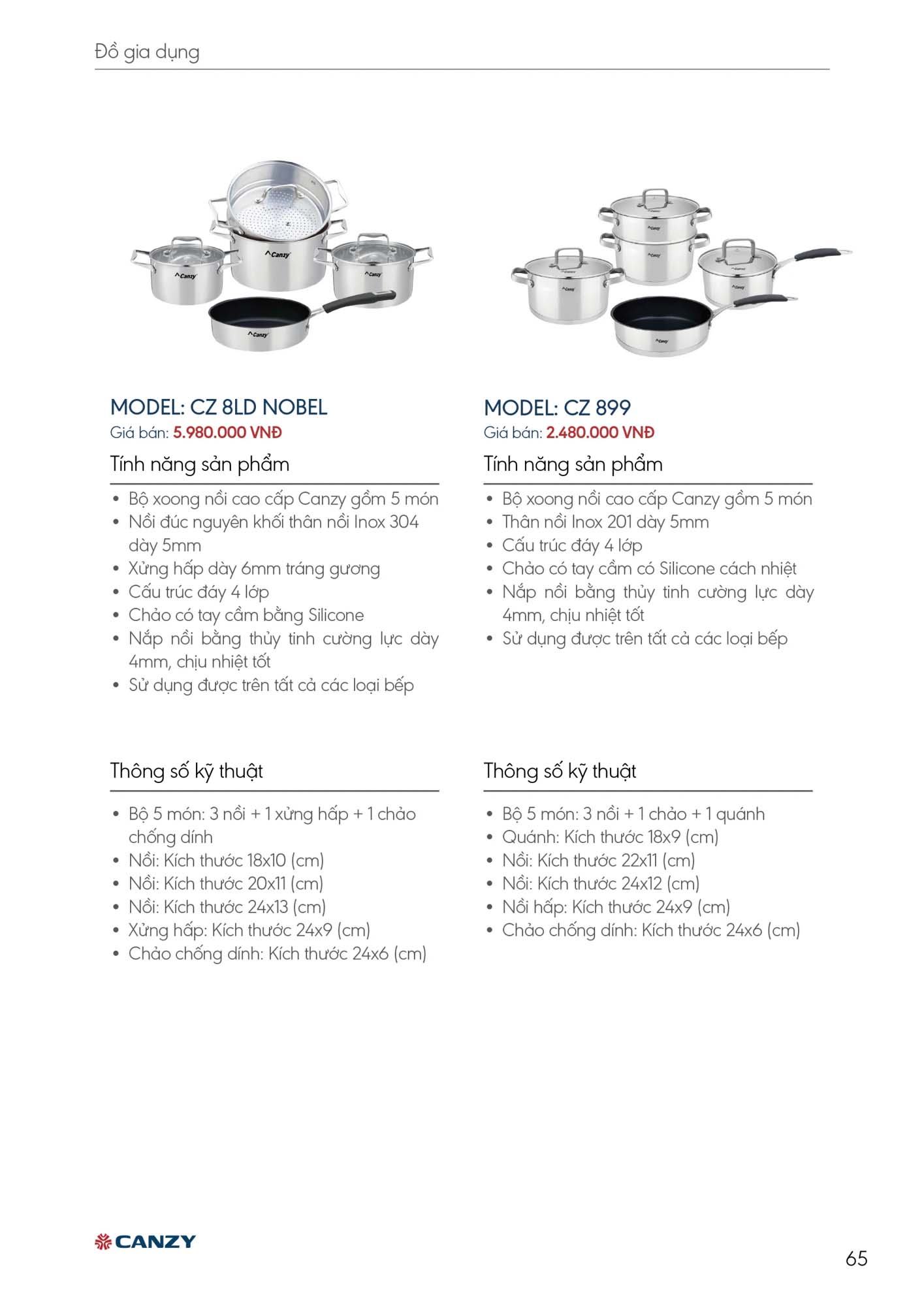 Catalogue CANZY 2026 - Bảng giá thiết bị nhà bếp 65 Catalogue CANZY 2026 64