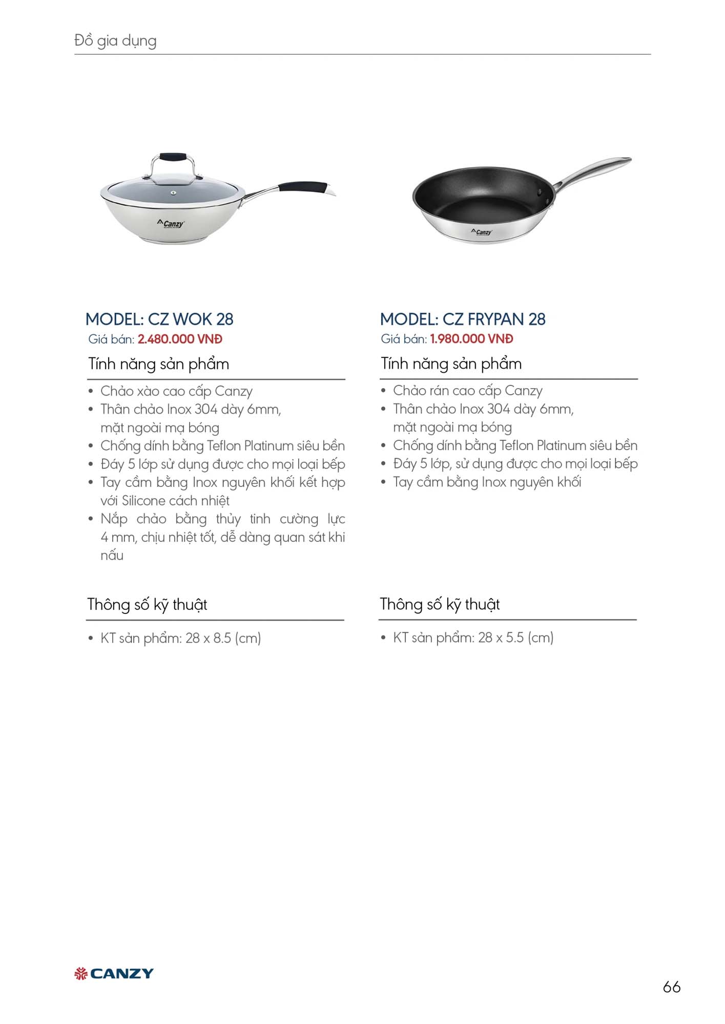 Catalogue CANZY 2026 - Bảng giá thiết bị nhà bếp 66 Catalogue CANZY 2026 65