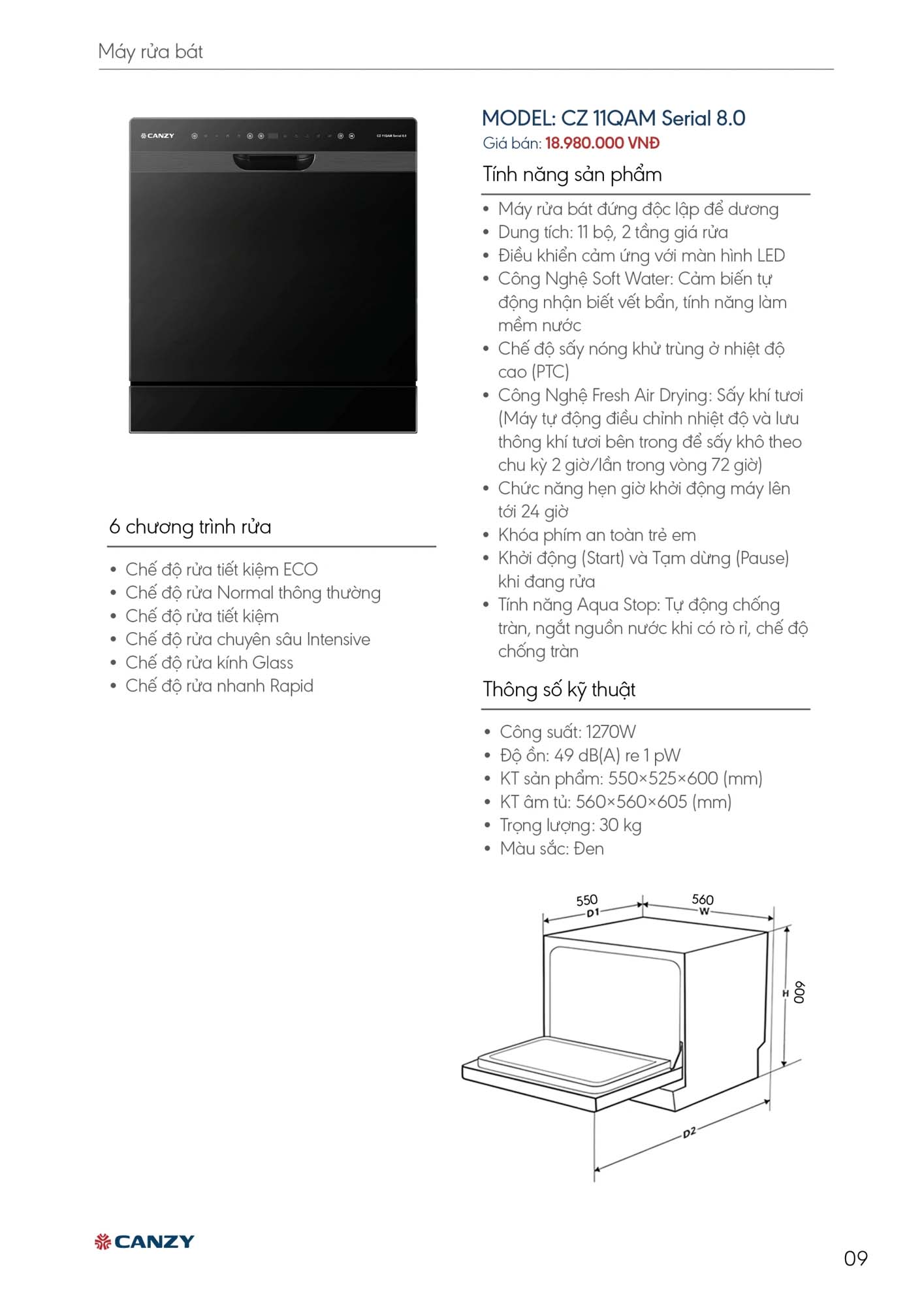 Catalogue CANZY 2026 - Bảng giá thiết bị nhà bếp 9 Catalogue CANZY 2026 8