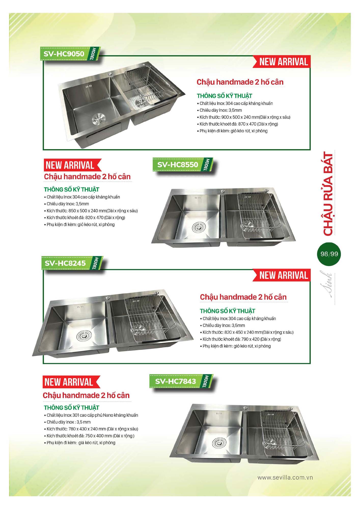 Catalogue SEVILLA 2026 - Bảng giá Thiết bị nhà bếp 100 Catalogue SEVILLA 2026 Bang gia Thiet bi nha bep Page 099