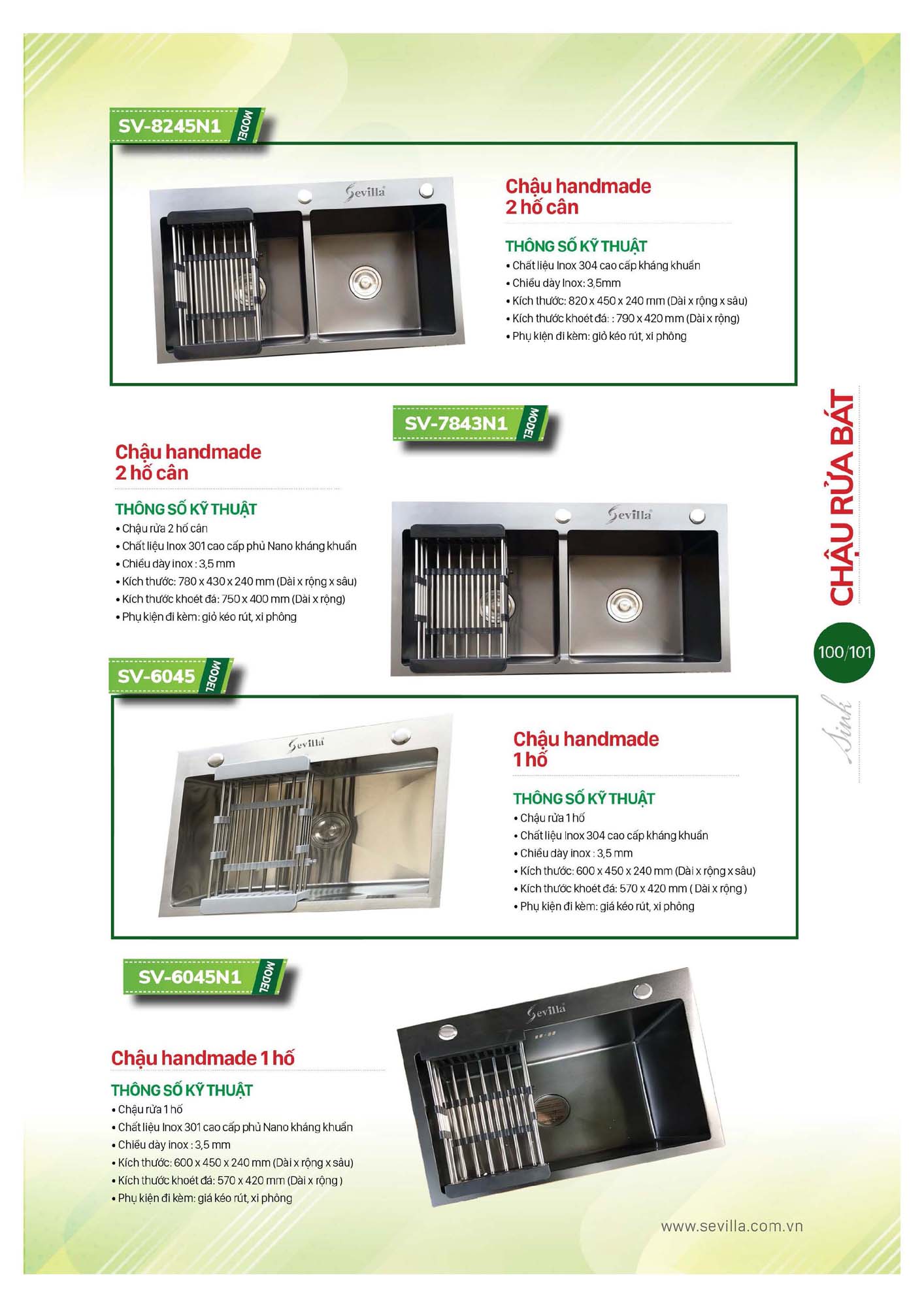 Catalogue SEVILLA 2026 - Bảng giá Thiết bị nhà bếp 102 Catalogue SEVILLA 2026 Bang gia Thiet bi nha bep Page 101