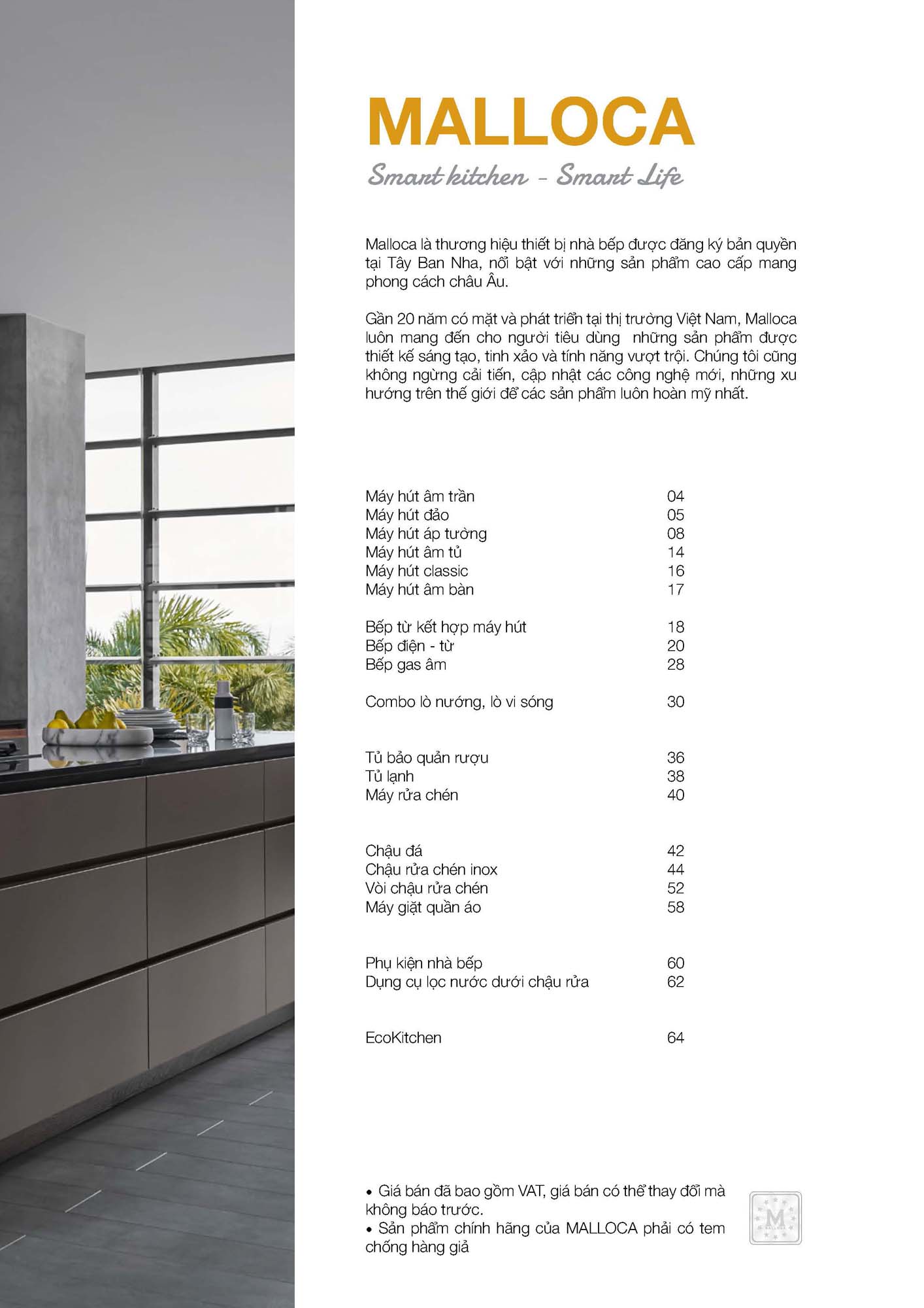 Catalogue MALLOCA 2026 - Bảng giá Thiết bị nhà bếp nhập khẩu 10 Malloca Catalogue Bang gia Page 02 2