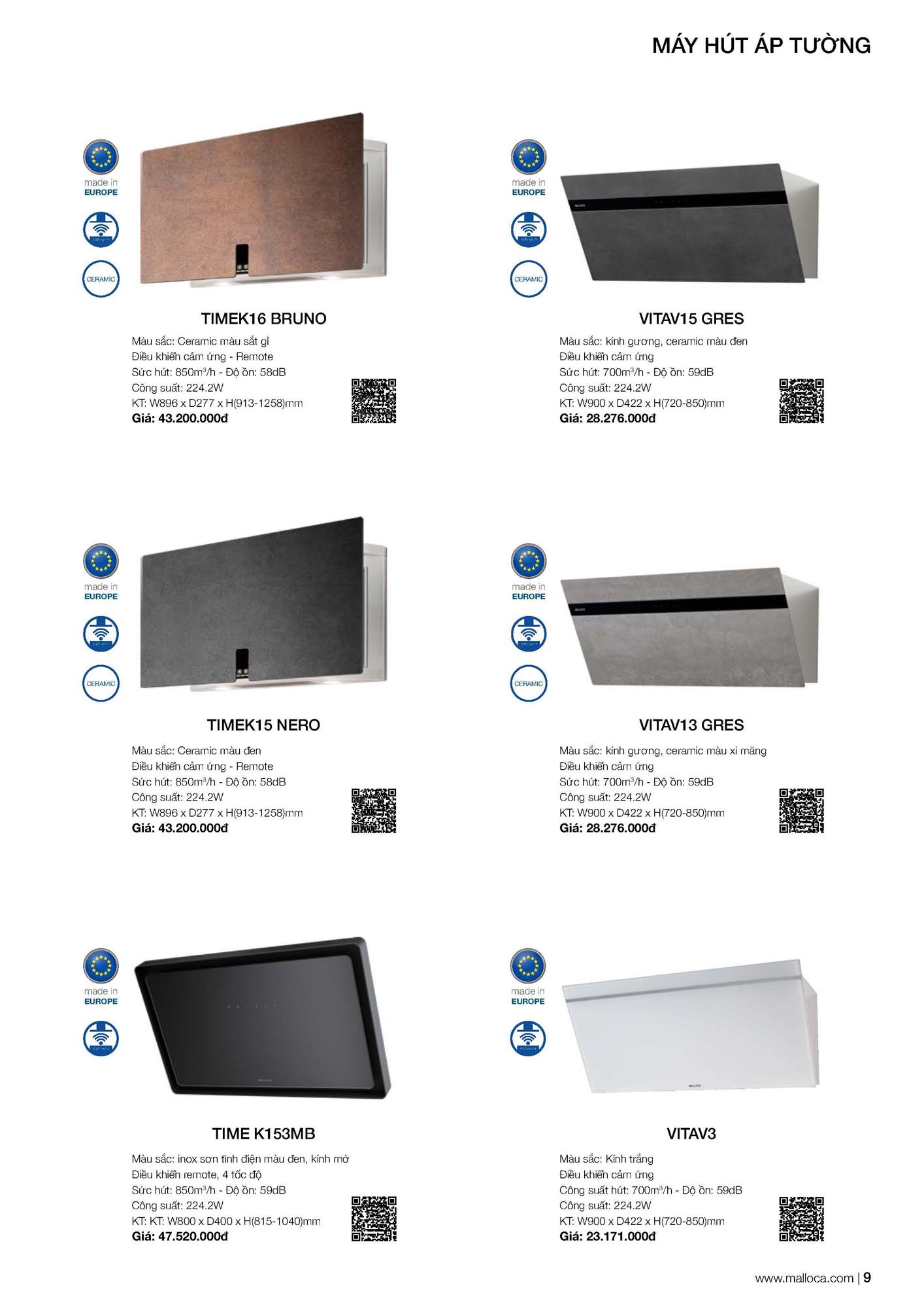 Catalogue MALLOCA 2026 - Bảng giá Thiết bị nhà bếp nhập khẩu 16 Malloca Catalogue Bang gia Page 05 2