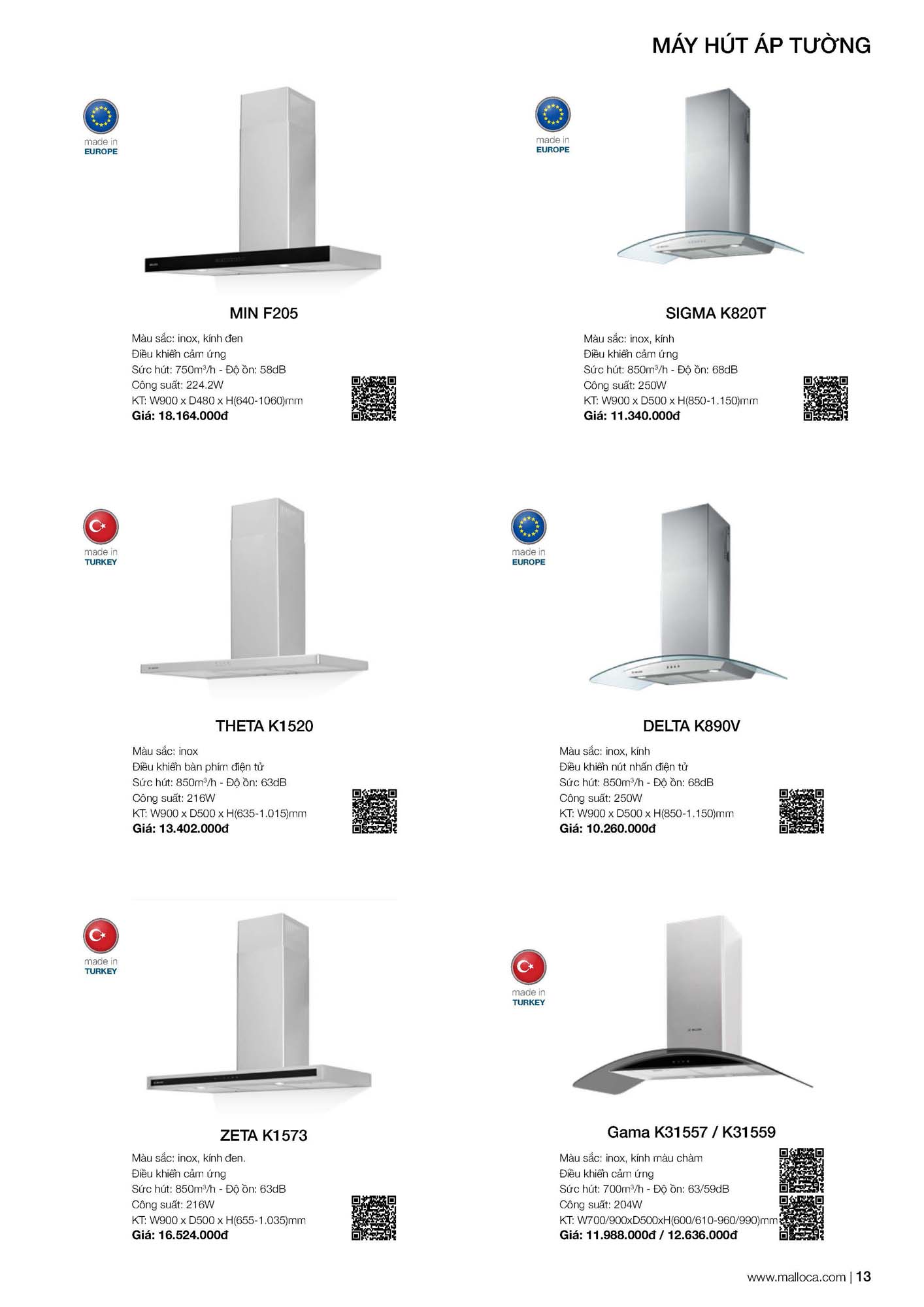 Catalogue MALLOCA 2026 - Bảng giá Thiết bị nhà bếp nhập khẩu 20 Malloca Catalogue Bang gia Page 07 2