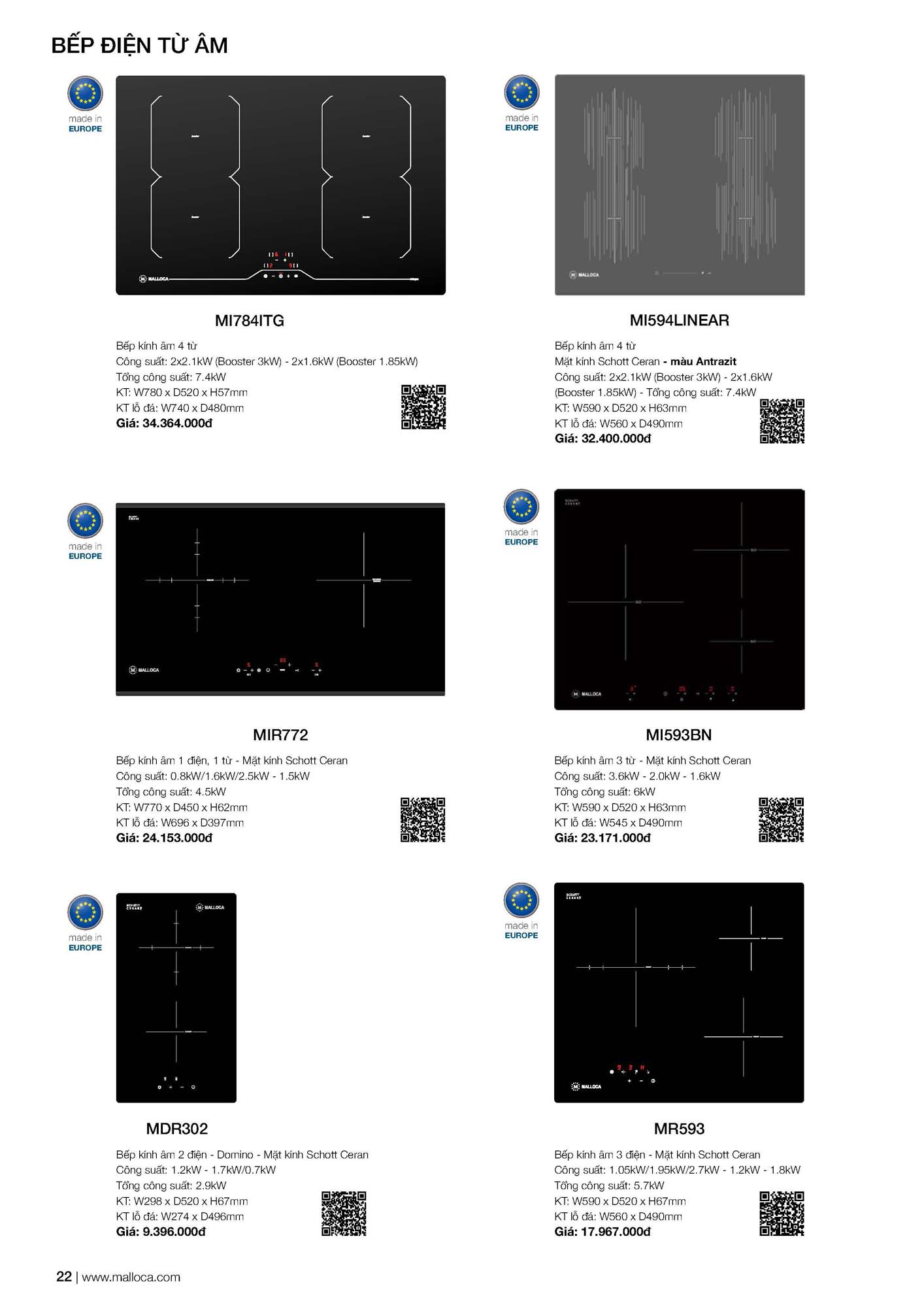 Catalogue MALLOCA 2026 - Bảng giá Thiết bị nhà bếp nhập khẩu 29 Malloca Catalogue Bang gia Page 12 1