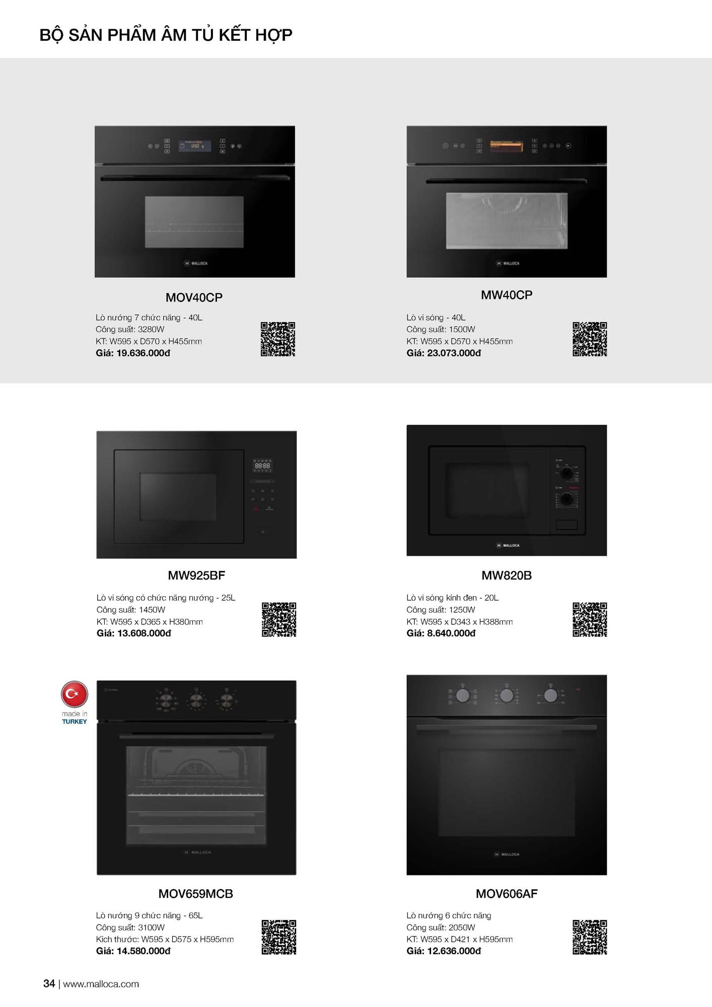 Catalogue MALLOCA 2026 - Bảng giá Thiết bị nhà bếp nhập khẩu 41 Malloca Catalogue Bang gia Page 18 1
