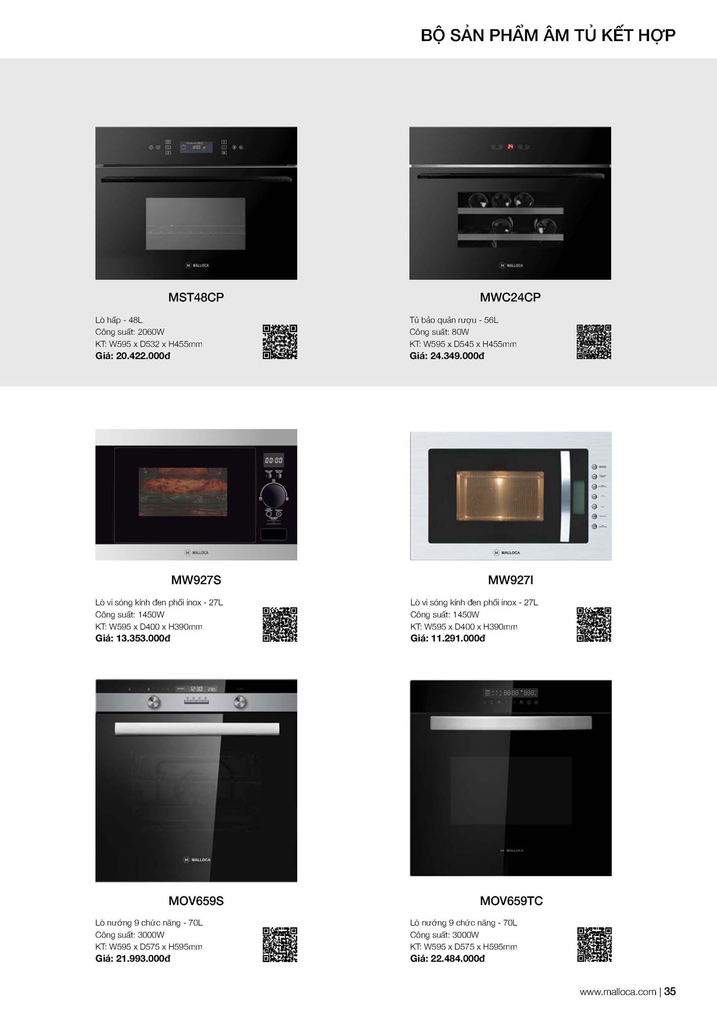 Catalogue MALLOCA 2026 - Bảng giá Thiết bị nhà bếp nhập khẩu 42 Malloca Catalogue Bang gia Page 18 2
