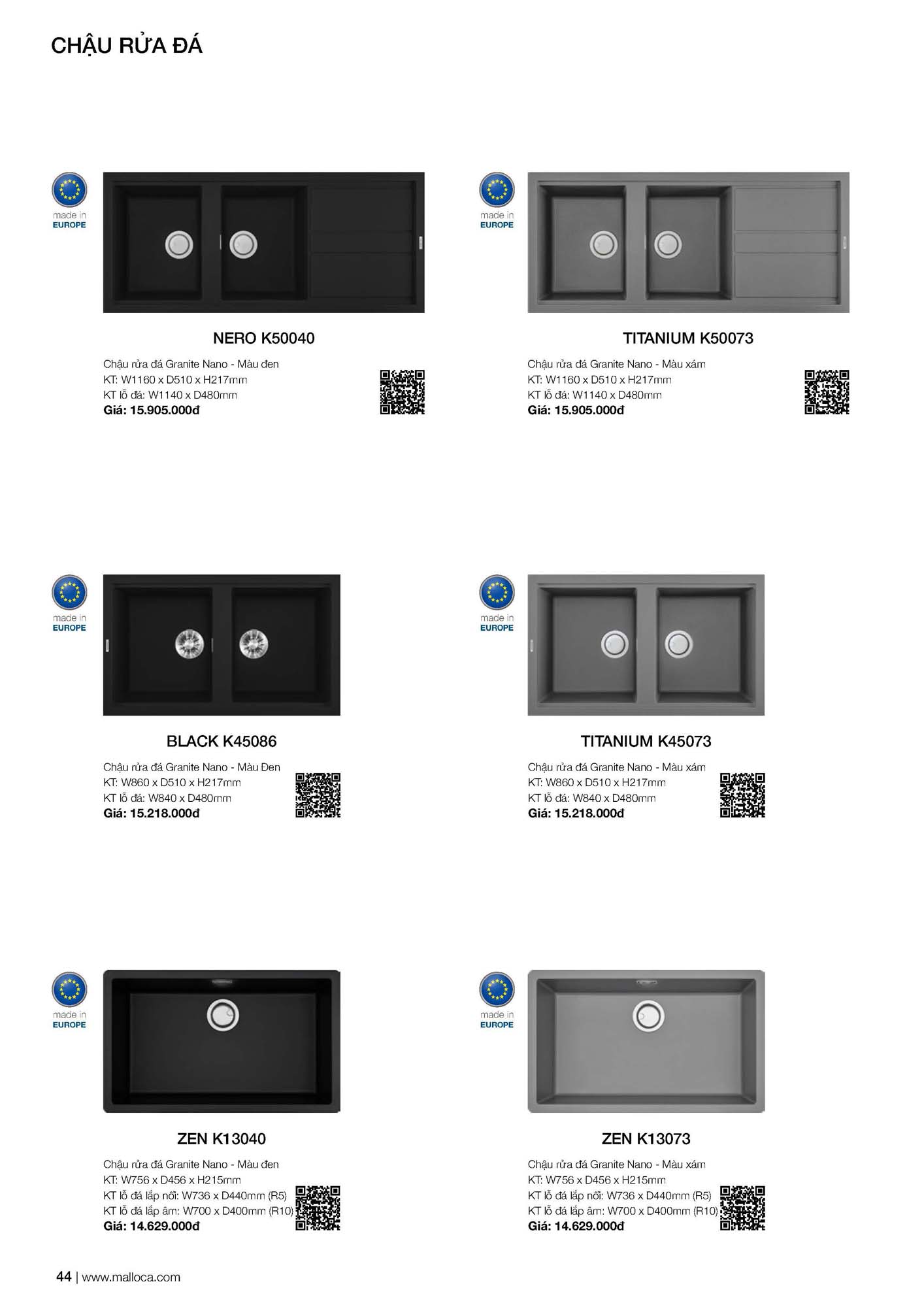 Catalogue MALLOCA 2026 - Bảng giá Thiết bị nhà bếp nhập khẩu 51 Malloca Catalogue Bang gia Page 23 1