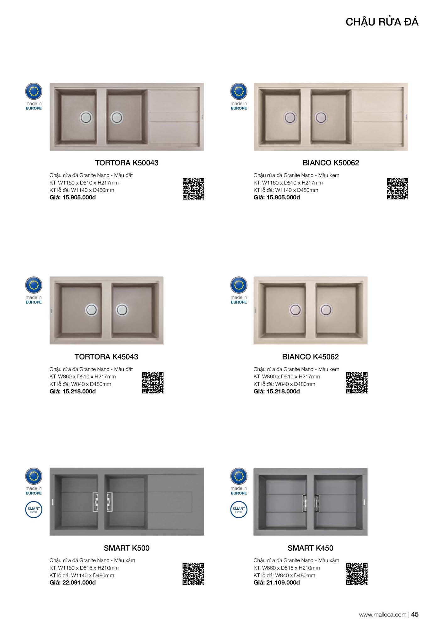Catalogue MALLOCA 2026 - Bảng giá Thiết bị nhà bếp nhập khẩu 52 Malloca Catalogue Bang gia Page 23 2