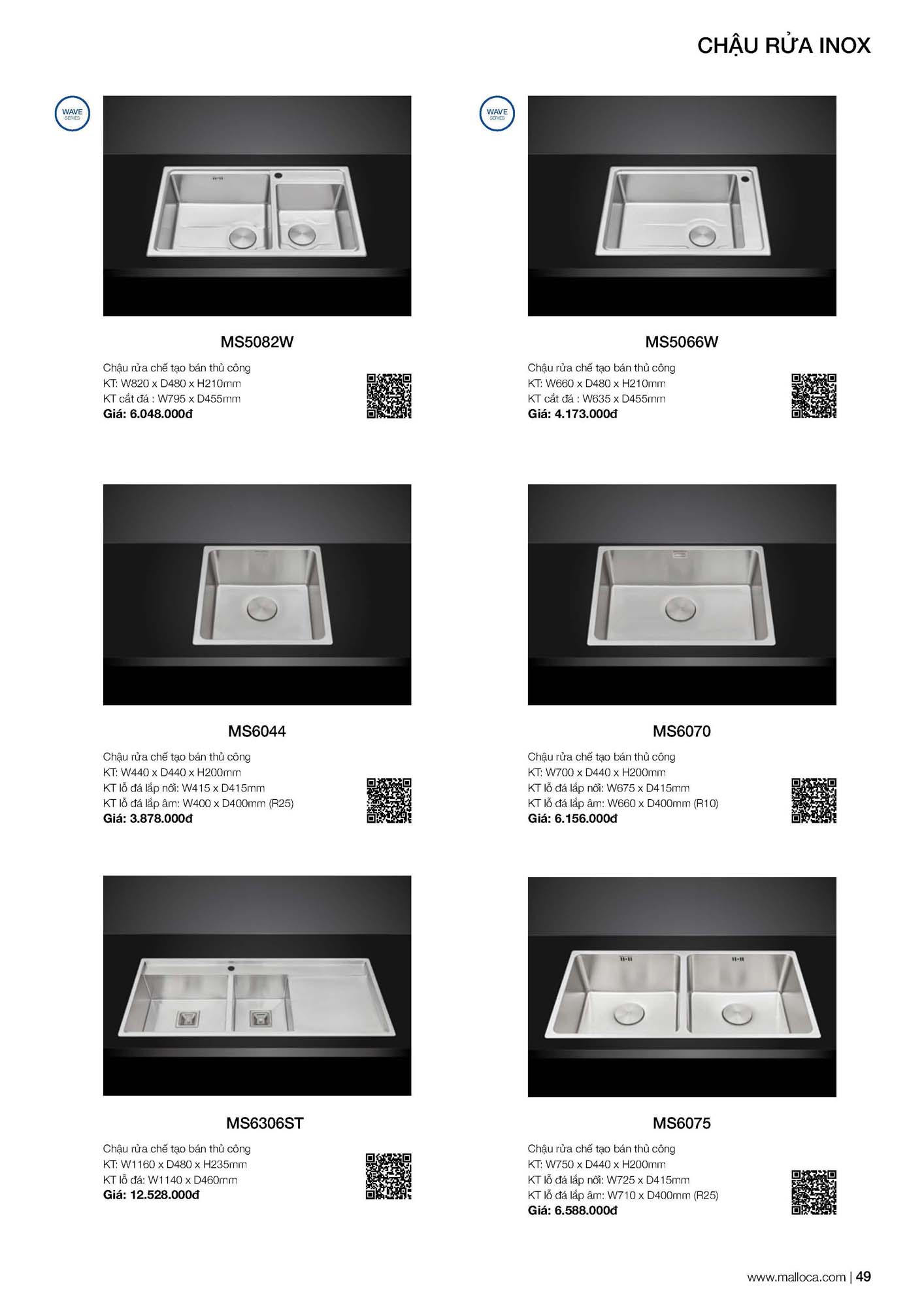 Catalogue MALLOCA 2026 - Bảng giá Thiết bị nhà bếp nhập khẩu 56 Malloca Catalogue Bang gia Page 25 2
