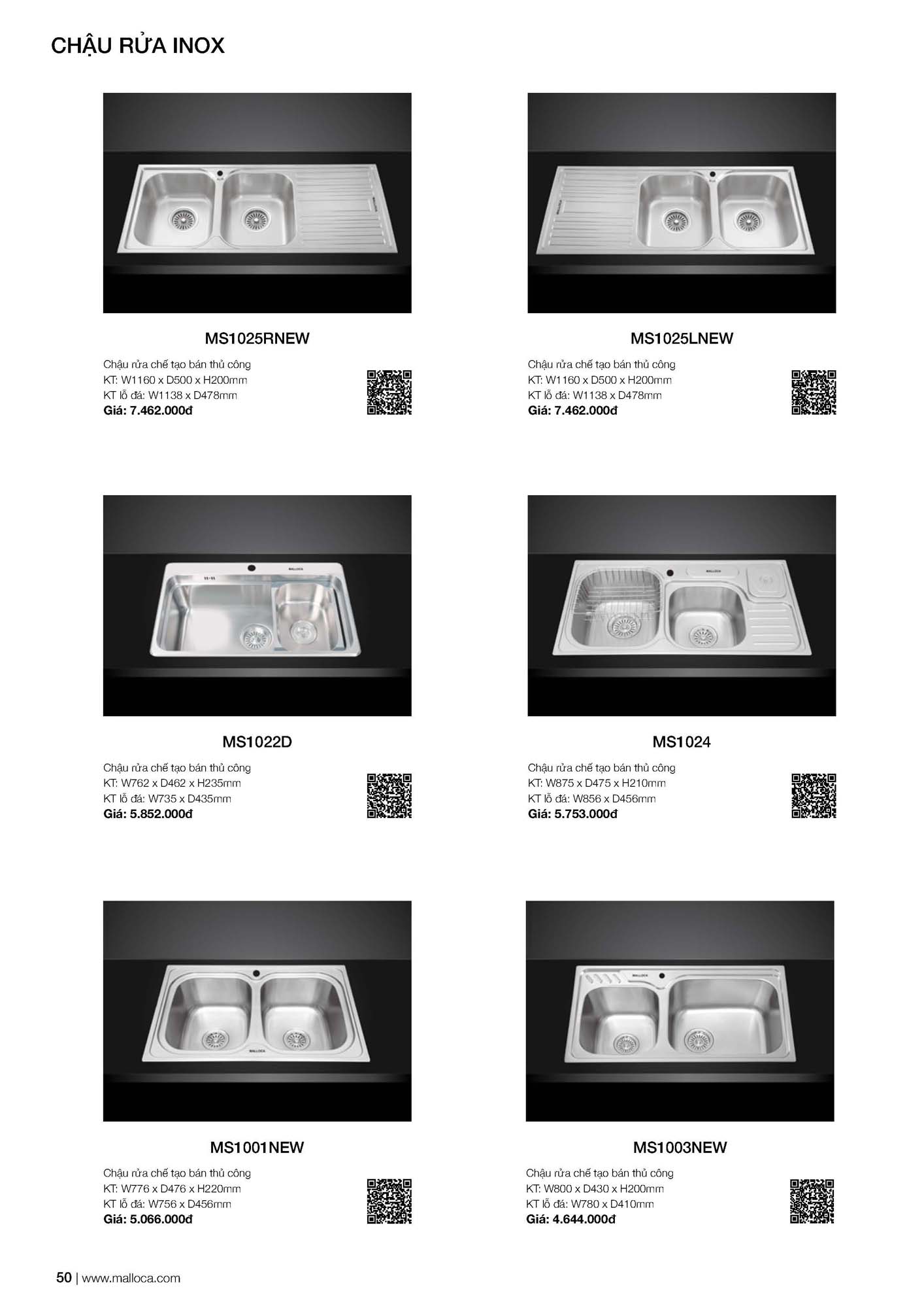 Catalogue MALLOCA 2026 - Bảng giá Thiết bị nhà bếp nhập khẩu 57 Malloca Catalogue Bang gia Page 26 1