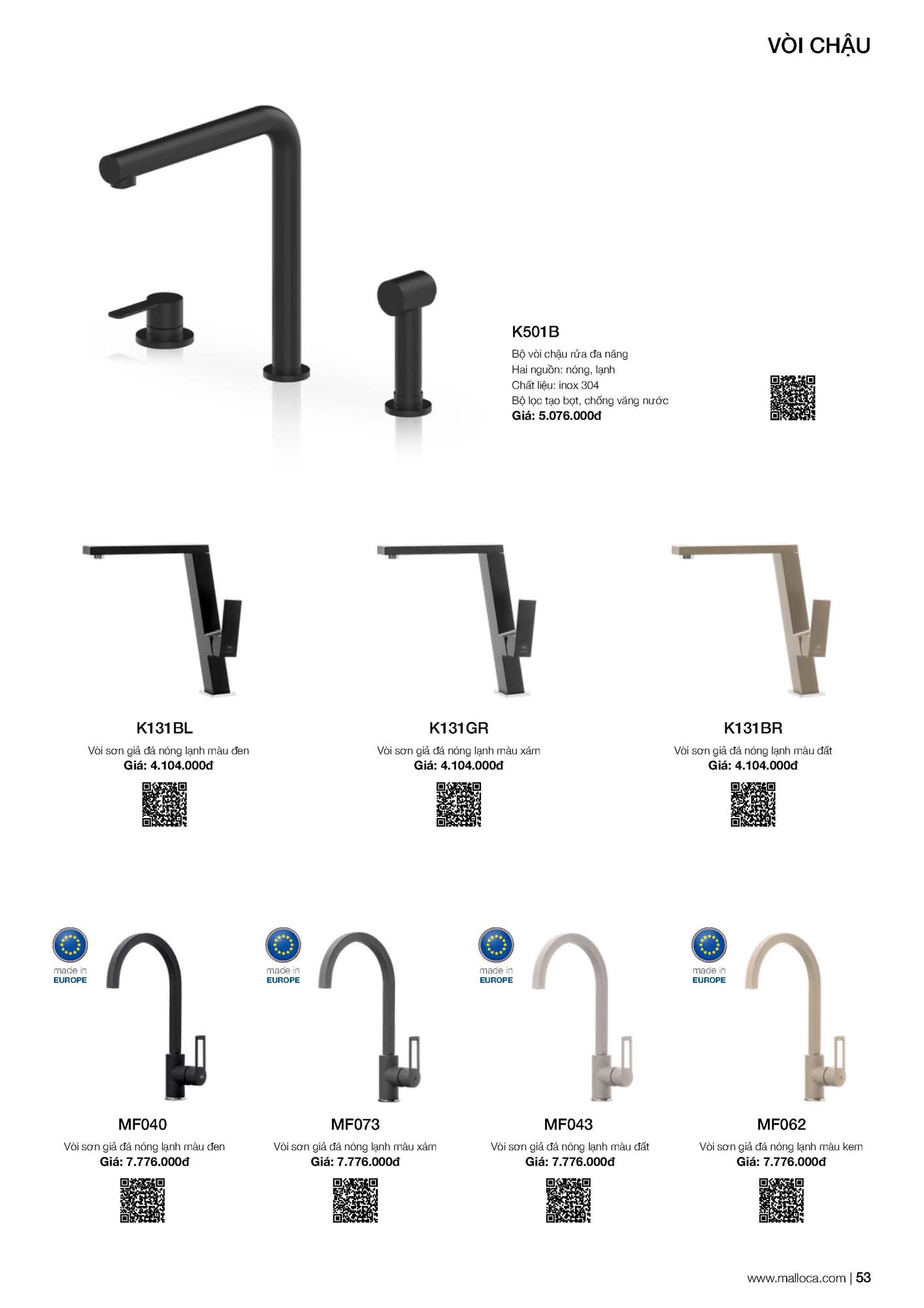 Catalogue MALLOCA 2026 - Bảng giá Thiết bị nhà bếp nhập khẩu 60 Malloca Catalogue Bang gia Page 27 2