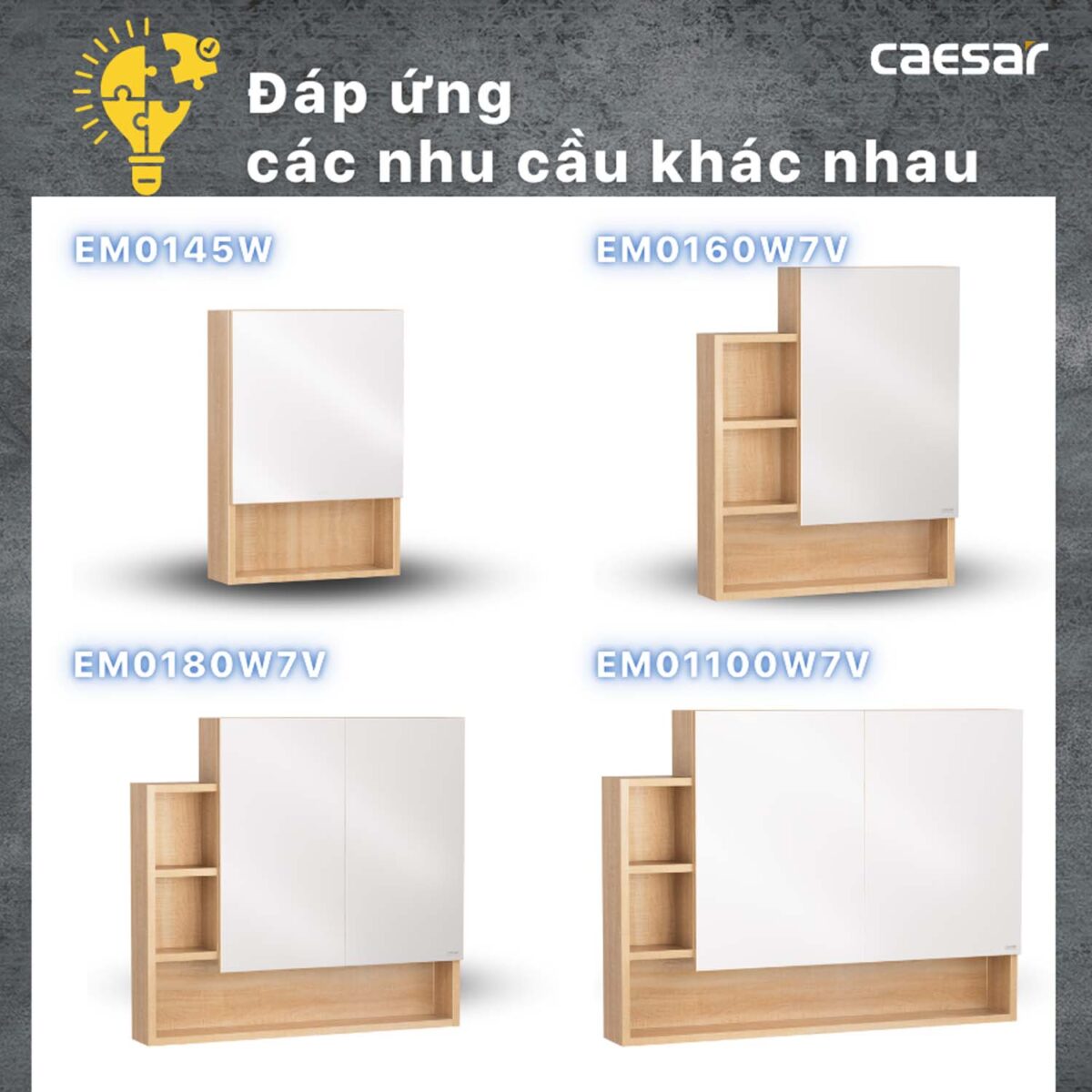 Tủ gương CAESAR EM0160W7V treo tường - Ảnh 12