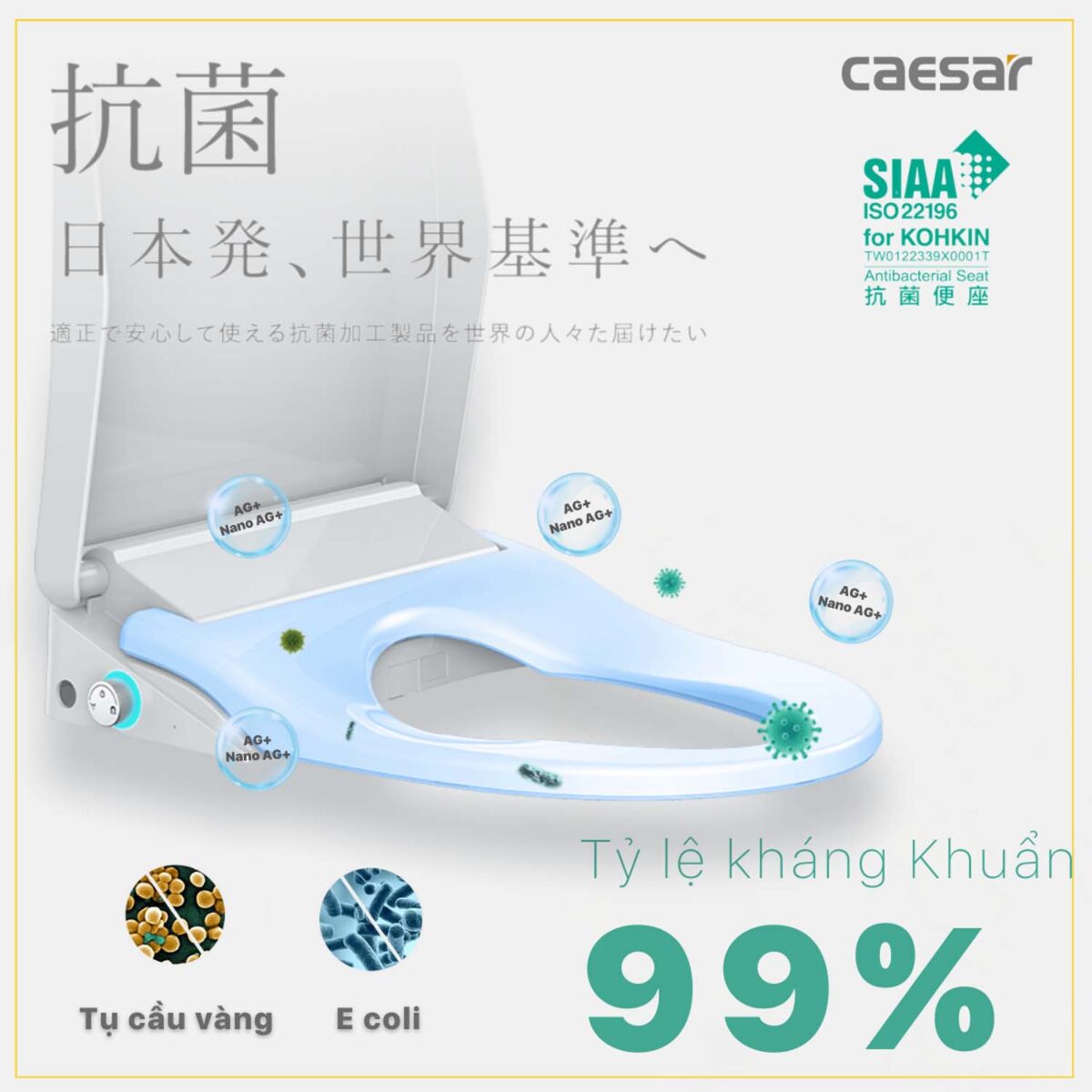 Bồn cầu thông minh CAESAR CD1342 TAF512H nắp rửa điện tử - Ảnh 13
