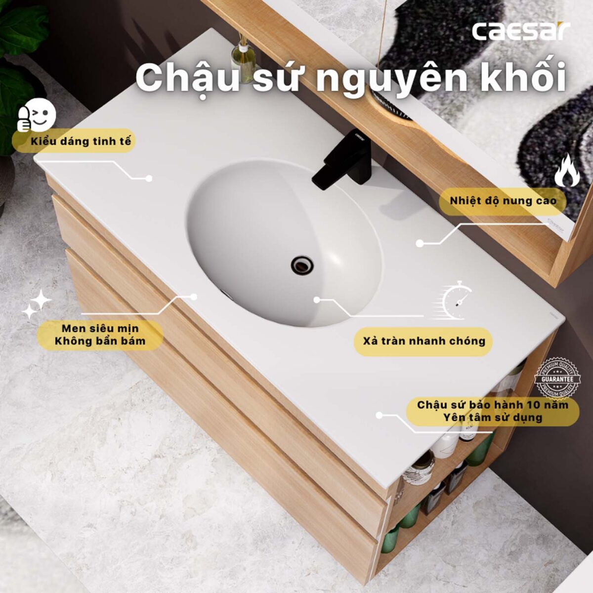 Tủ lavabo CAESAR LF5028 EH15028DDRW7V - Ảnh 6