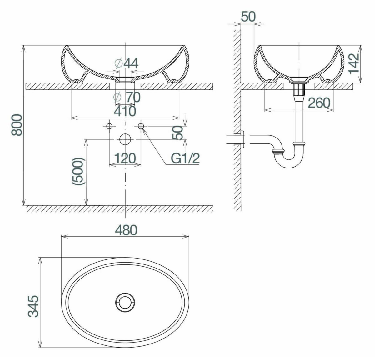 Chậu lavabo đặt bàn VIGLACERA CD30 - Ảnh 2