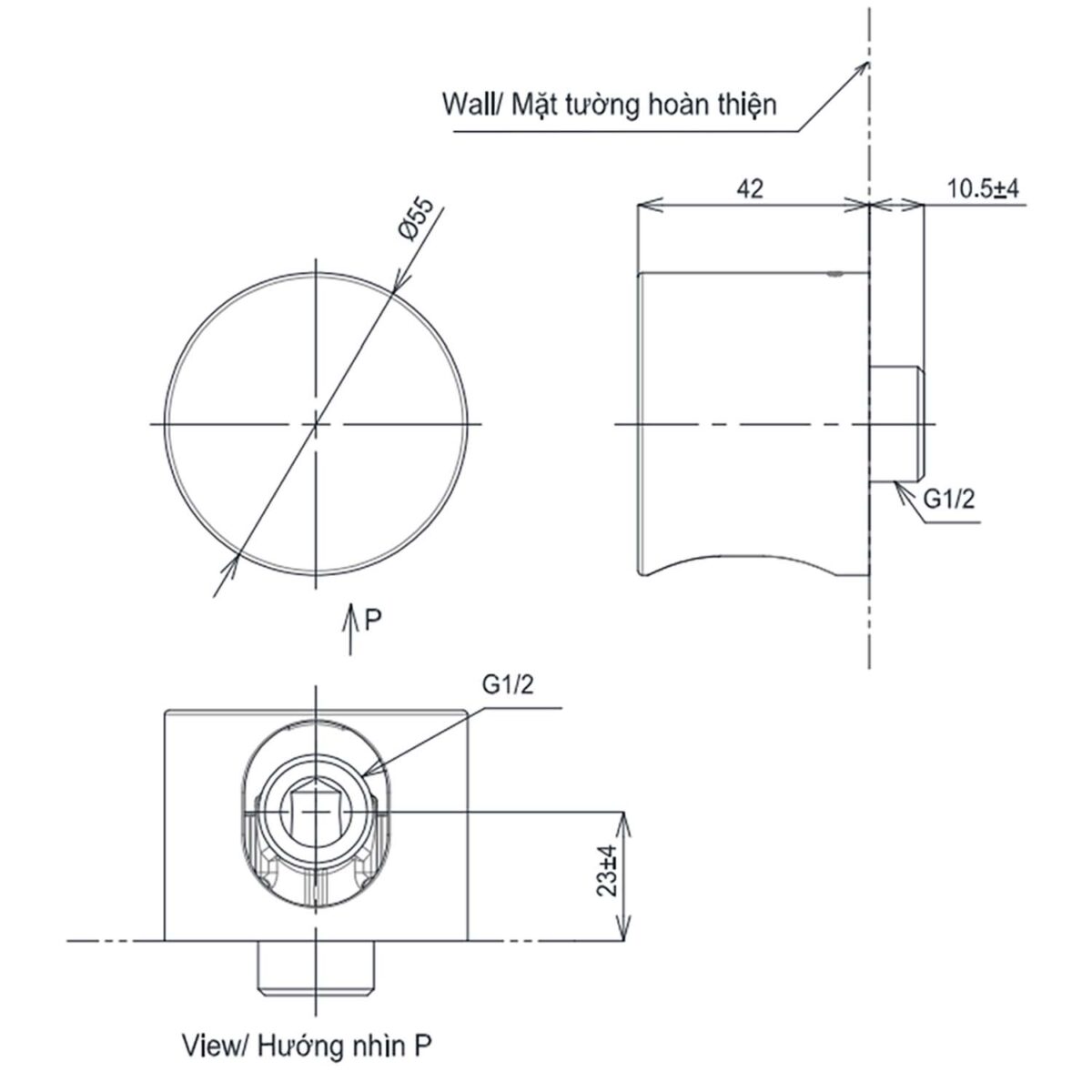 Cút nối sen âm tường TOTO TBW07020A - Ảnh 2