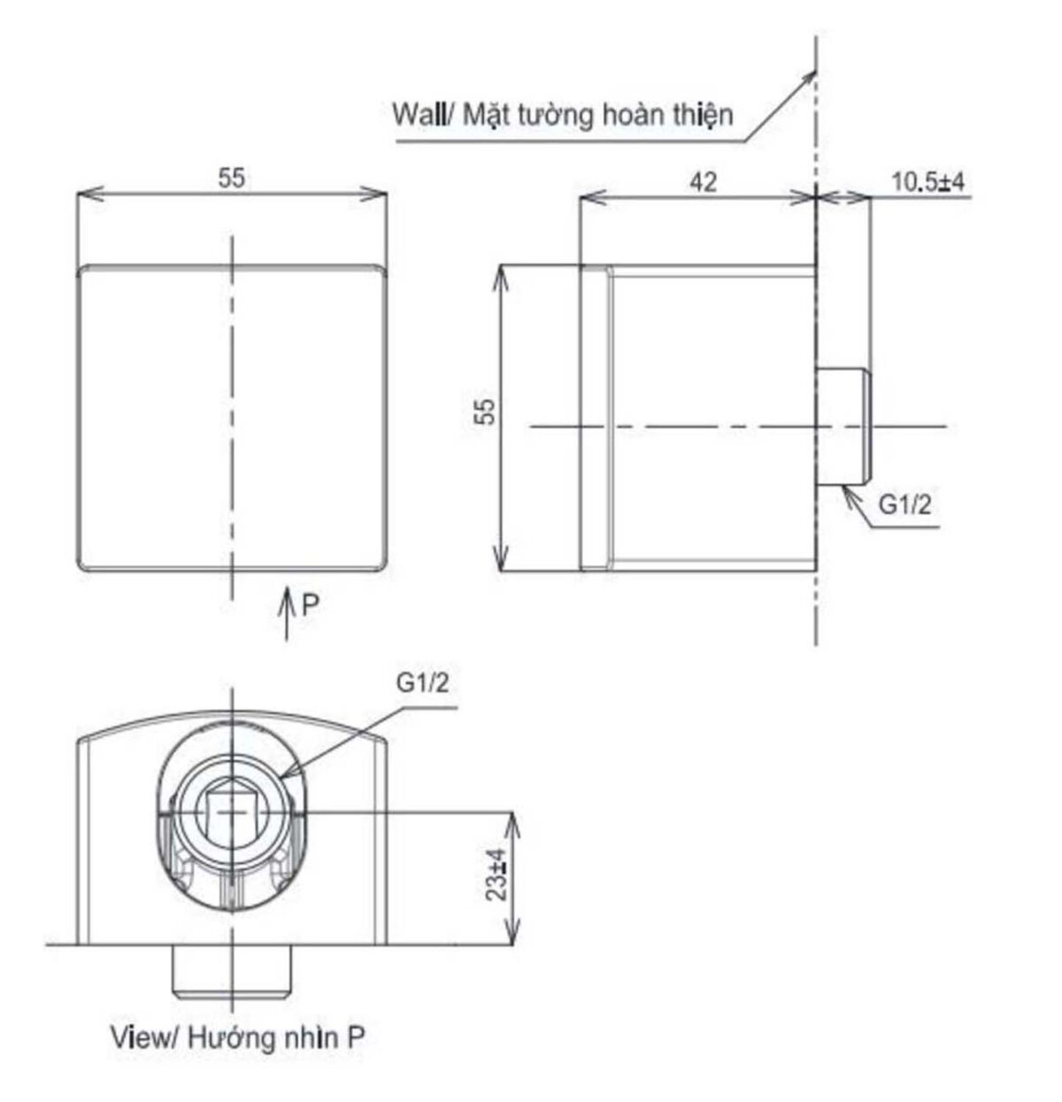 Cút nối sen âm tường TOTO TBW08009A - Ảnh 2