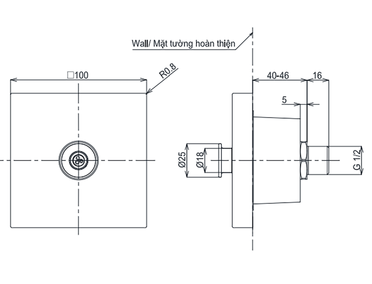 Đầu phun sen âm tường TOTO TBW08008A - Ảnh 2