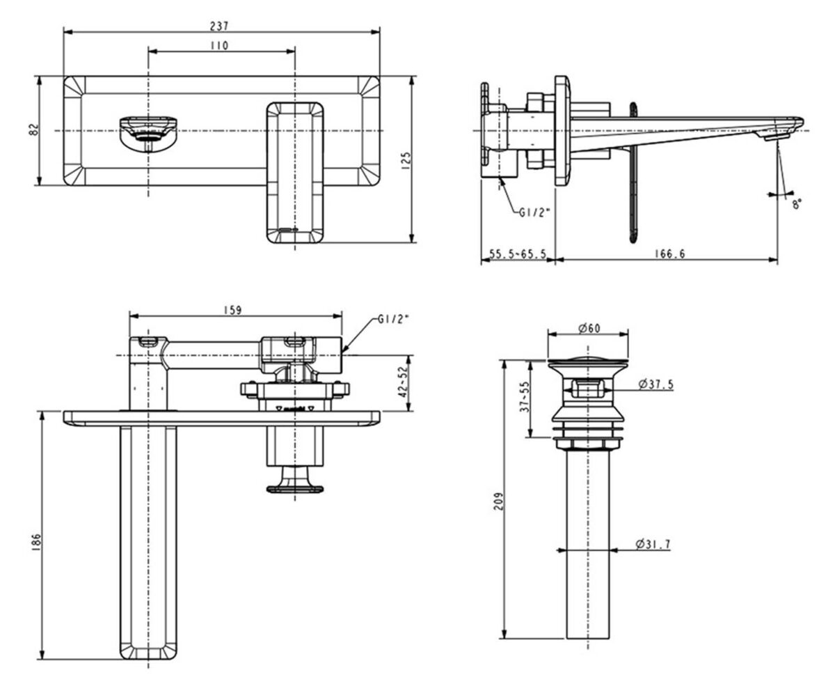 Vòi lavabo AMERICAN STANDARD WF-2416 1124160000 3 lỗ nóng  lạnh - Ảnh 2